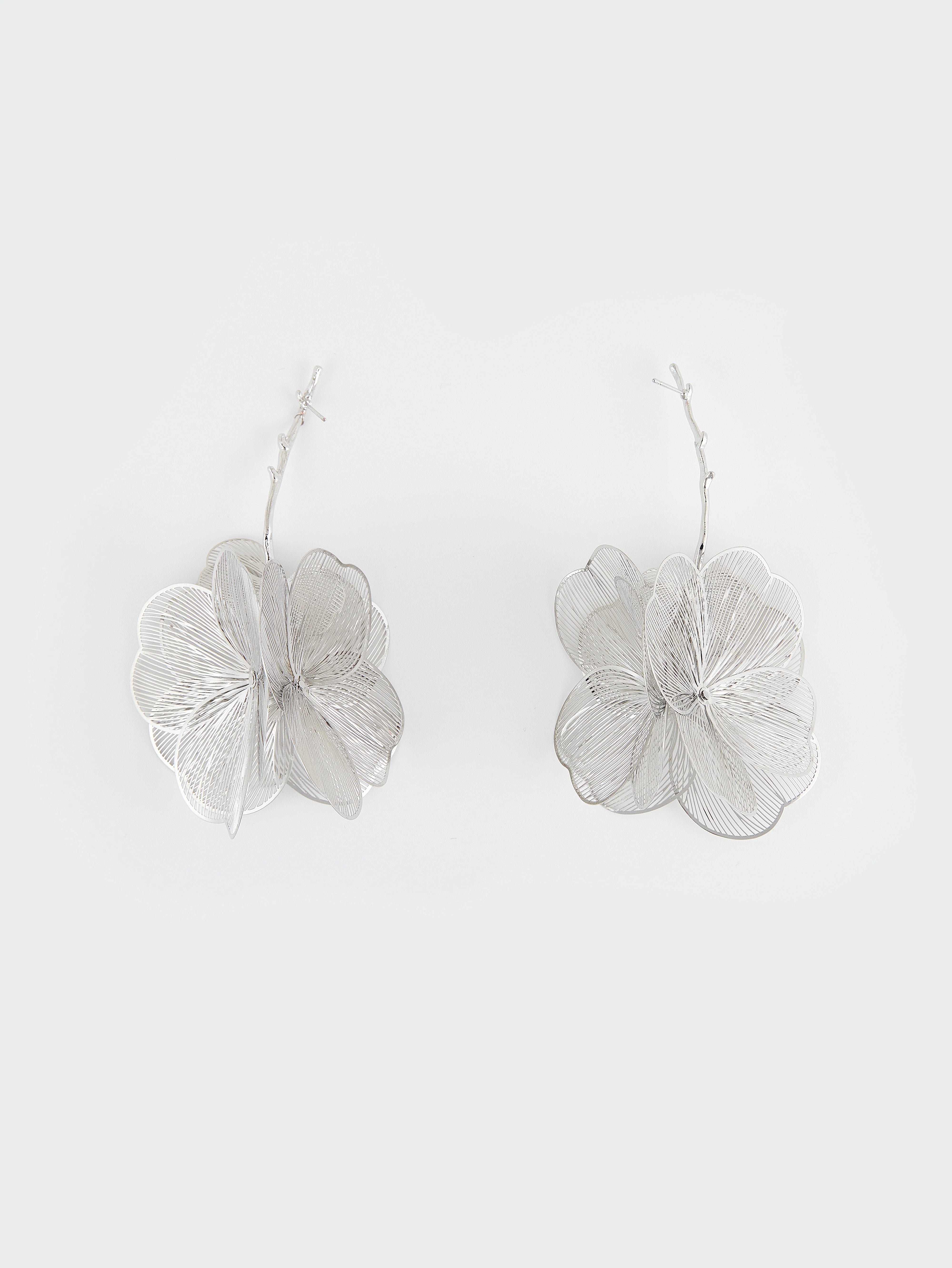 Exquisite Silver Floral Earrings