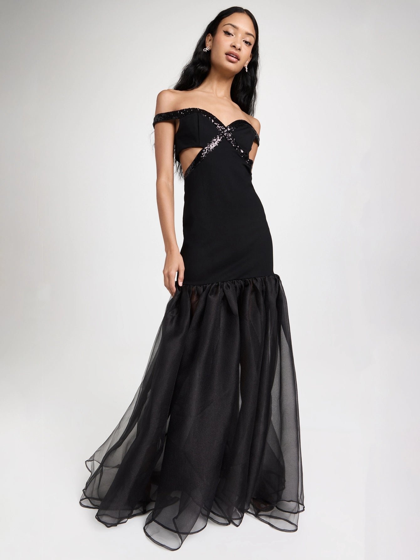 Off-Shoulder Gown with Beading