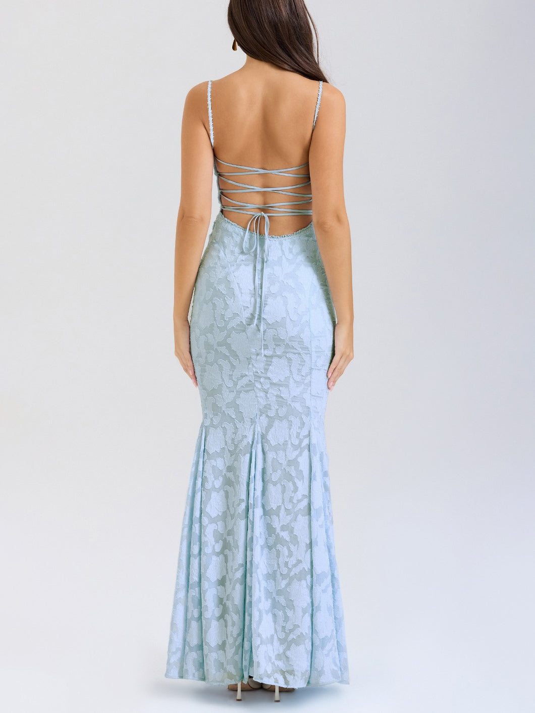 Lace Jacquard Tie-wrap Backless Maxi Dresses - fashionprilin