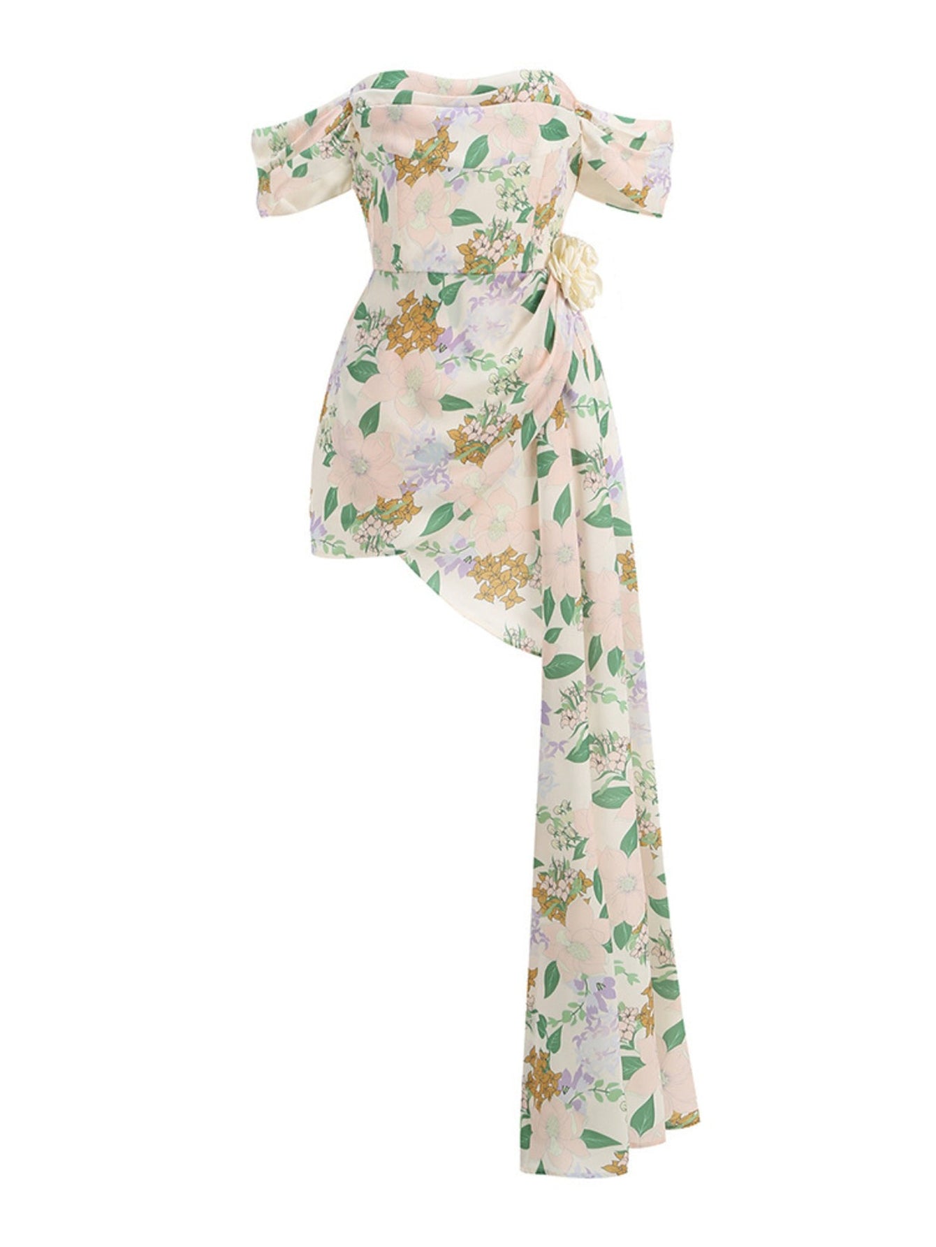 Floral Off-the-Shoulder Evening Wear