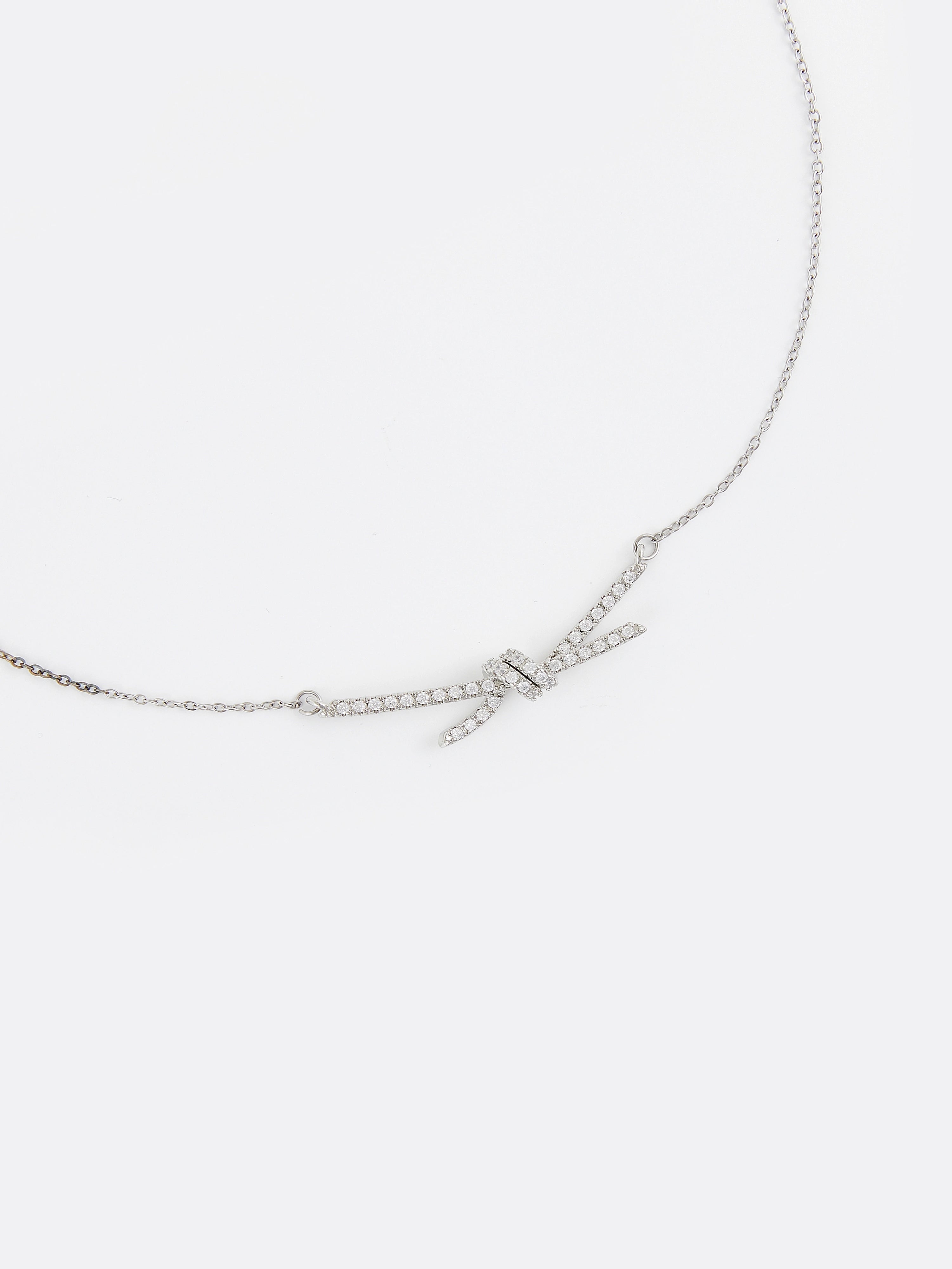 Bowknot Clavicle Silver Necklace