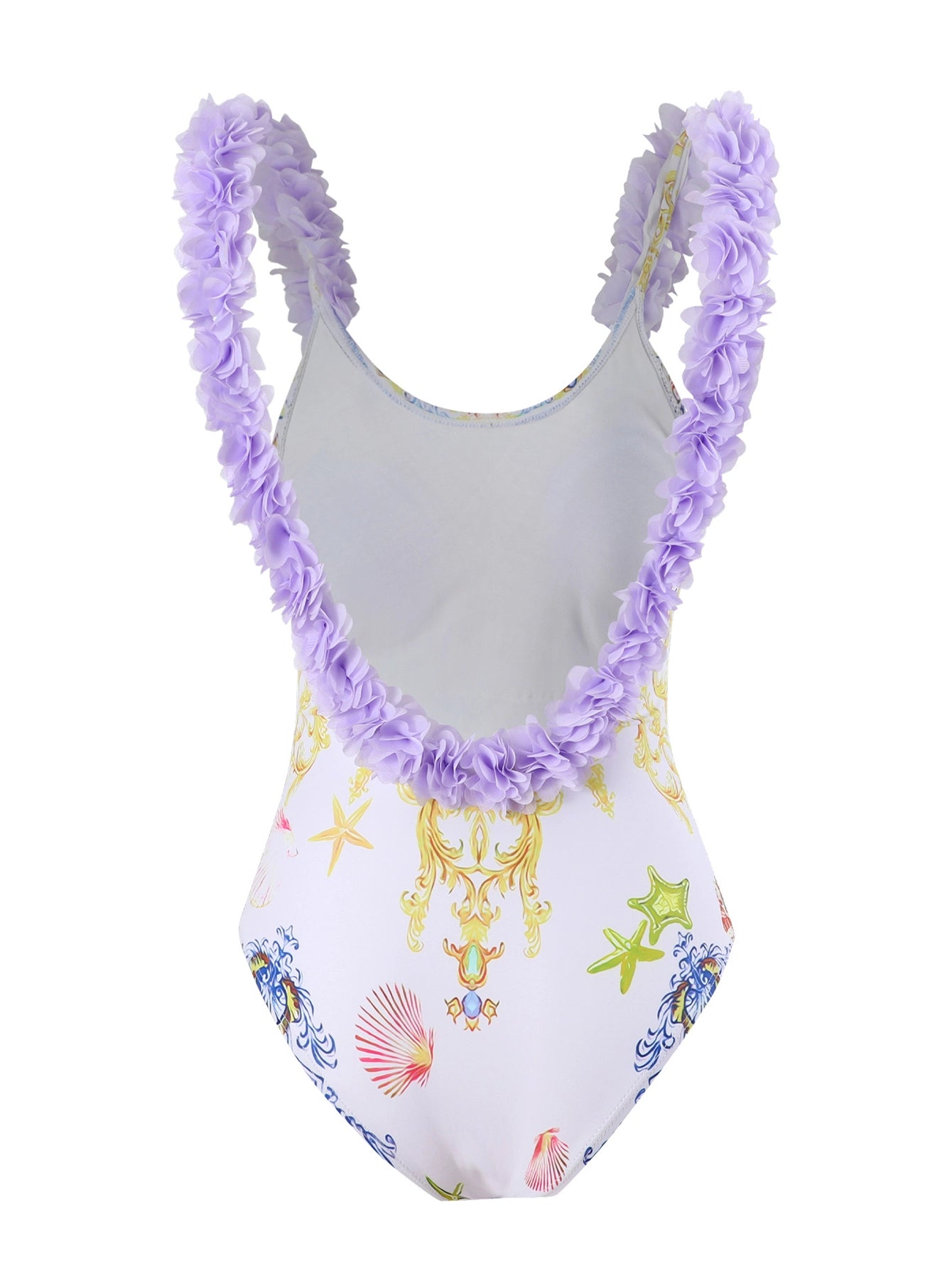 Lavender Ruffle Trim Swimsuit