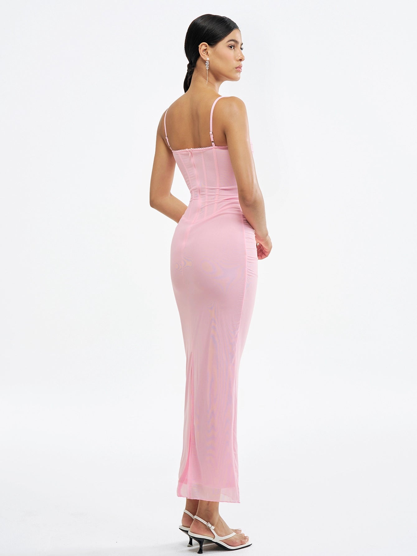 Elegant Lace-Trimmed Satin Gown