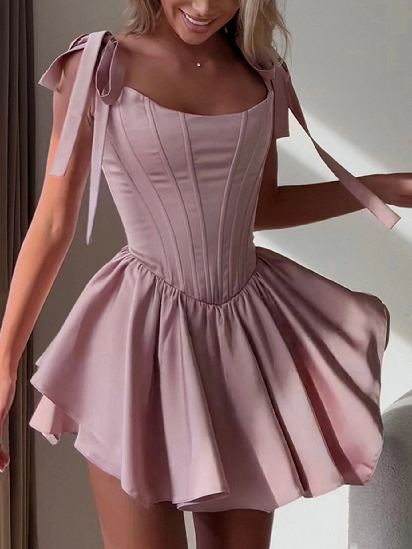 Corset Mini Dress with Tie Straps(Silvia)