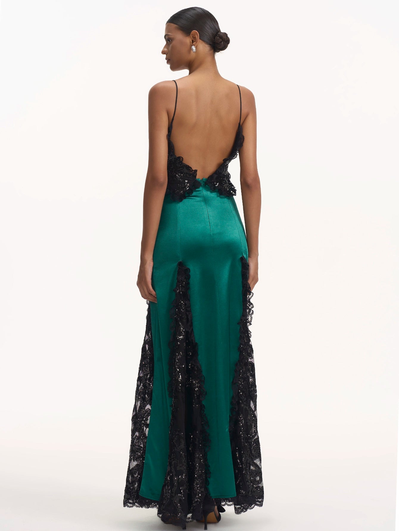 Plunging Neckline Sequined Gown