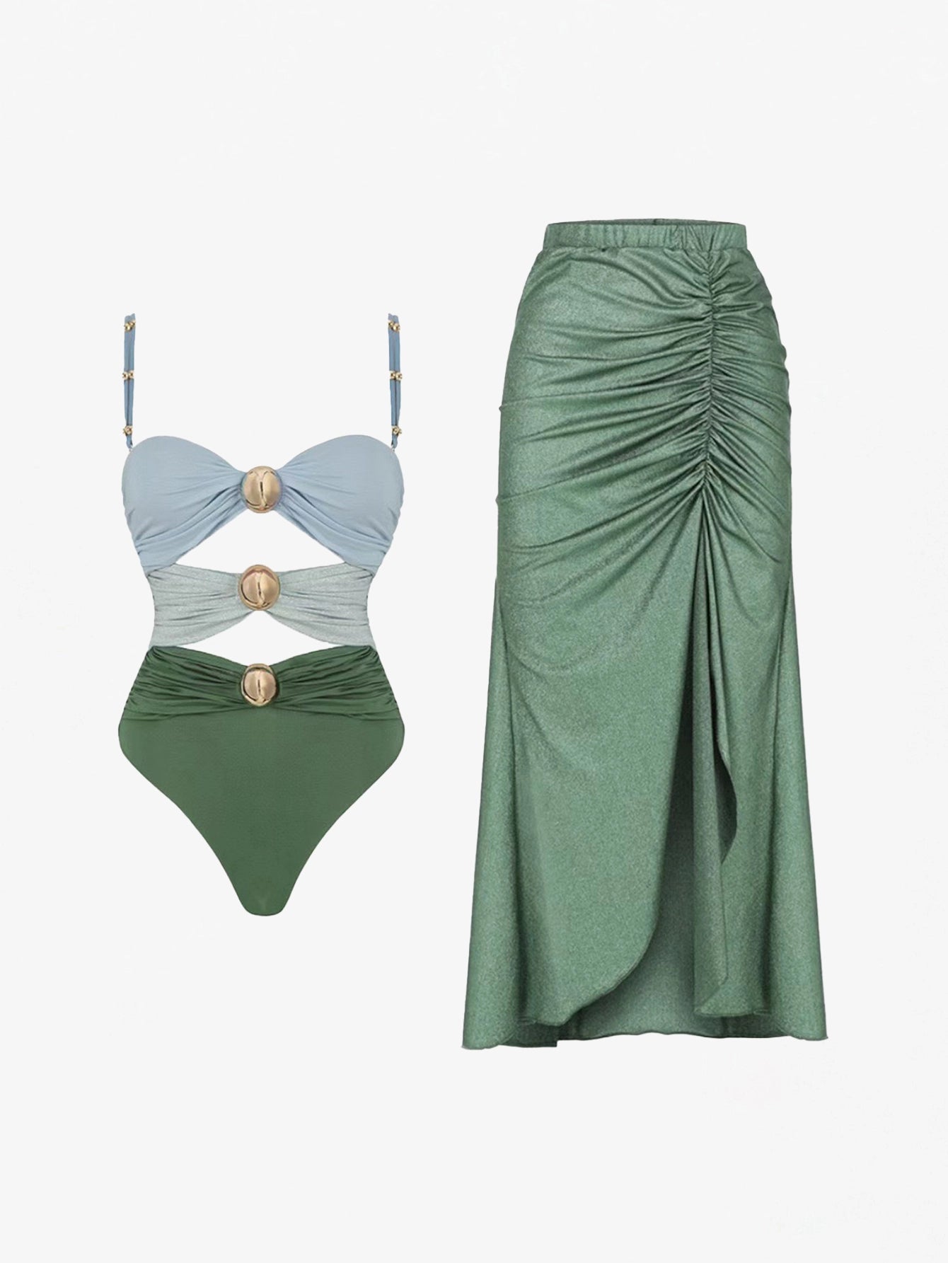 Chic Two-Tone Swimsuit Two-Piece Set