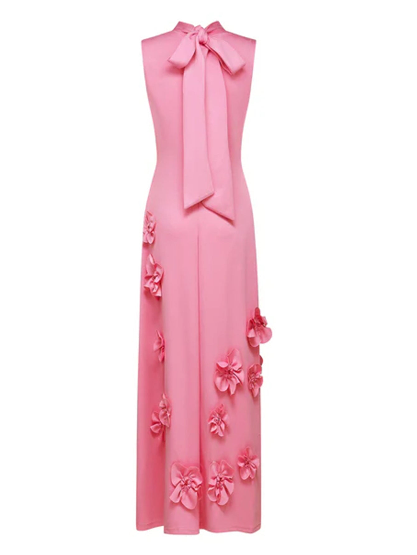 Sleeveless Turtleneck Floral Applique Dress