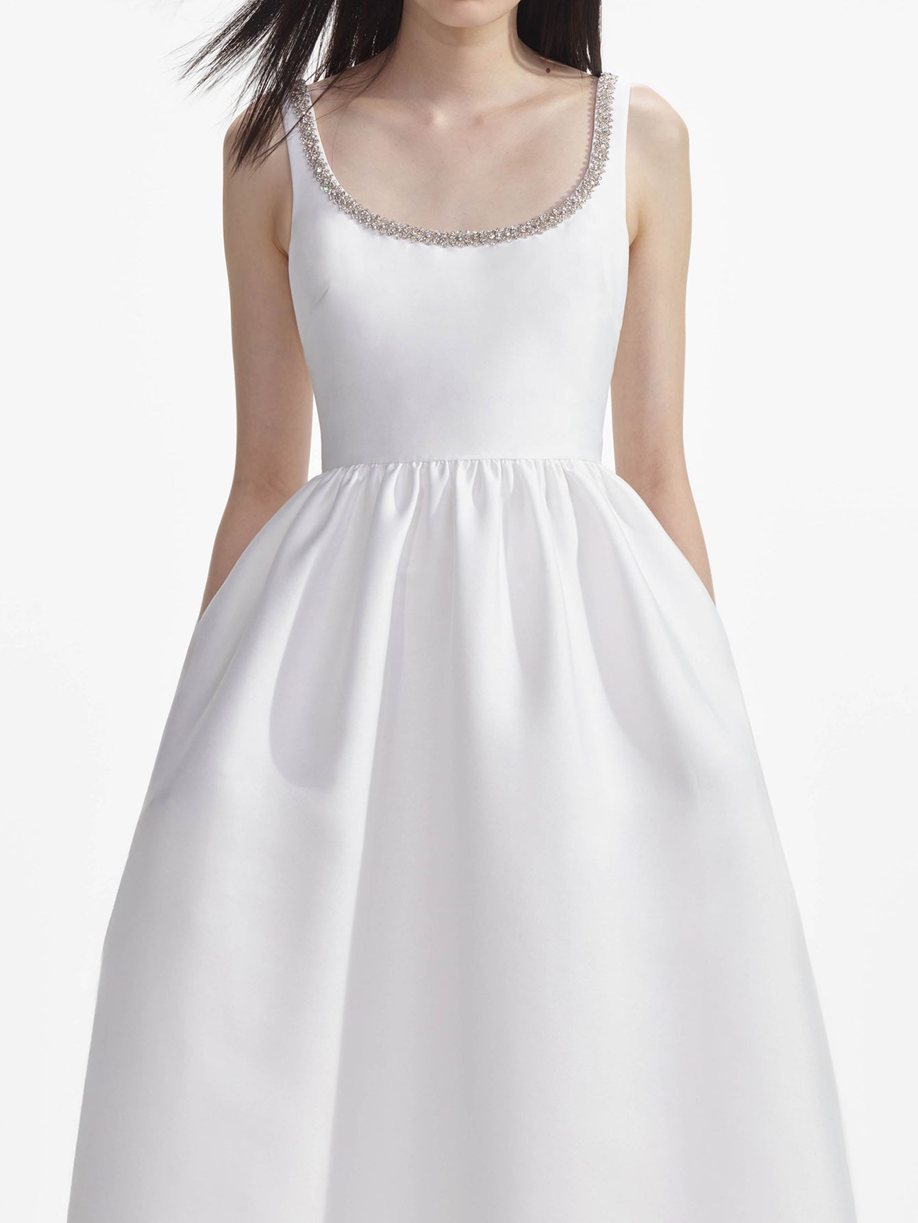 Beaded Scoop Neck Tea-Length Dress