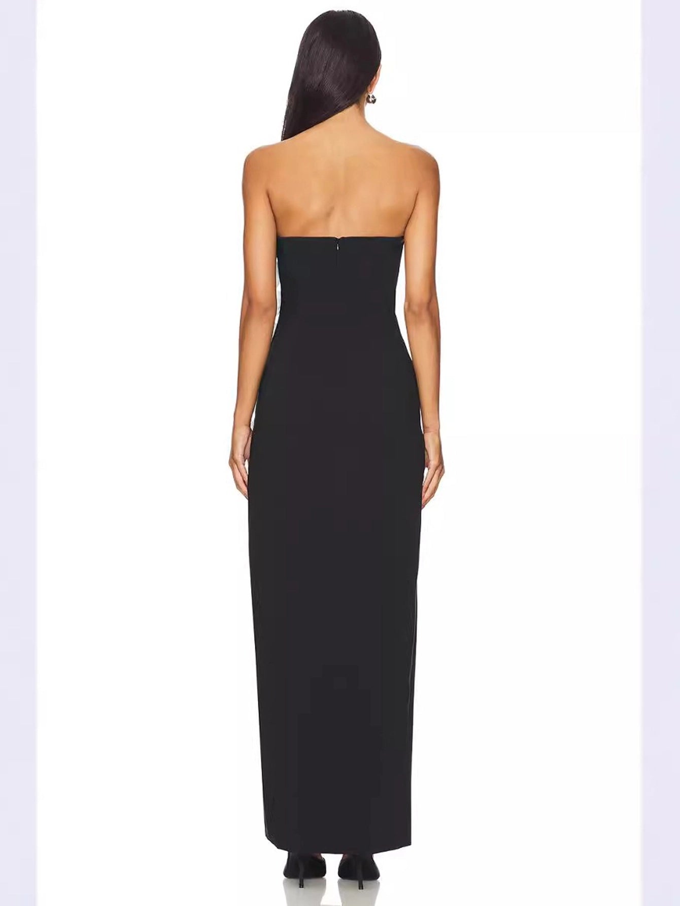 Sexy Slit Bow Strapless Gown