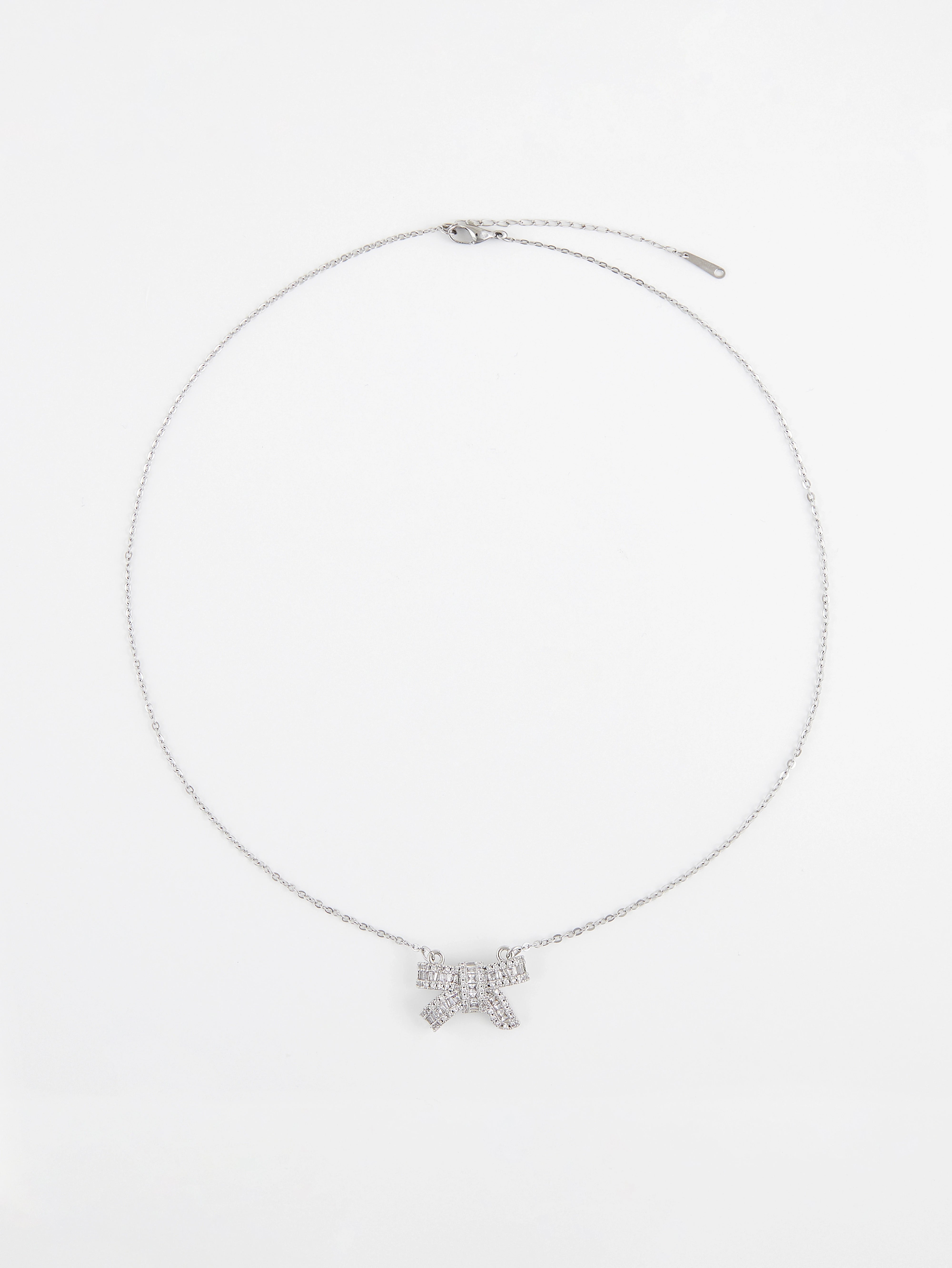 Bow Shape Silver Necklace