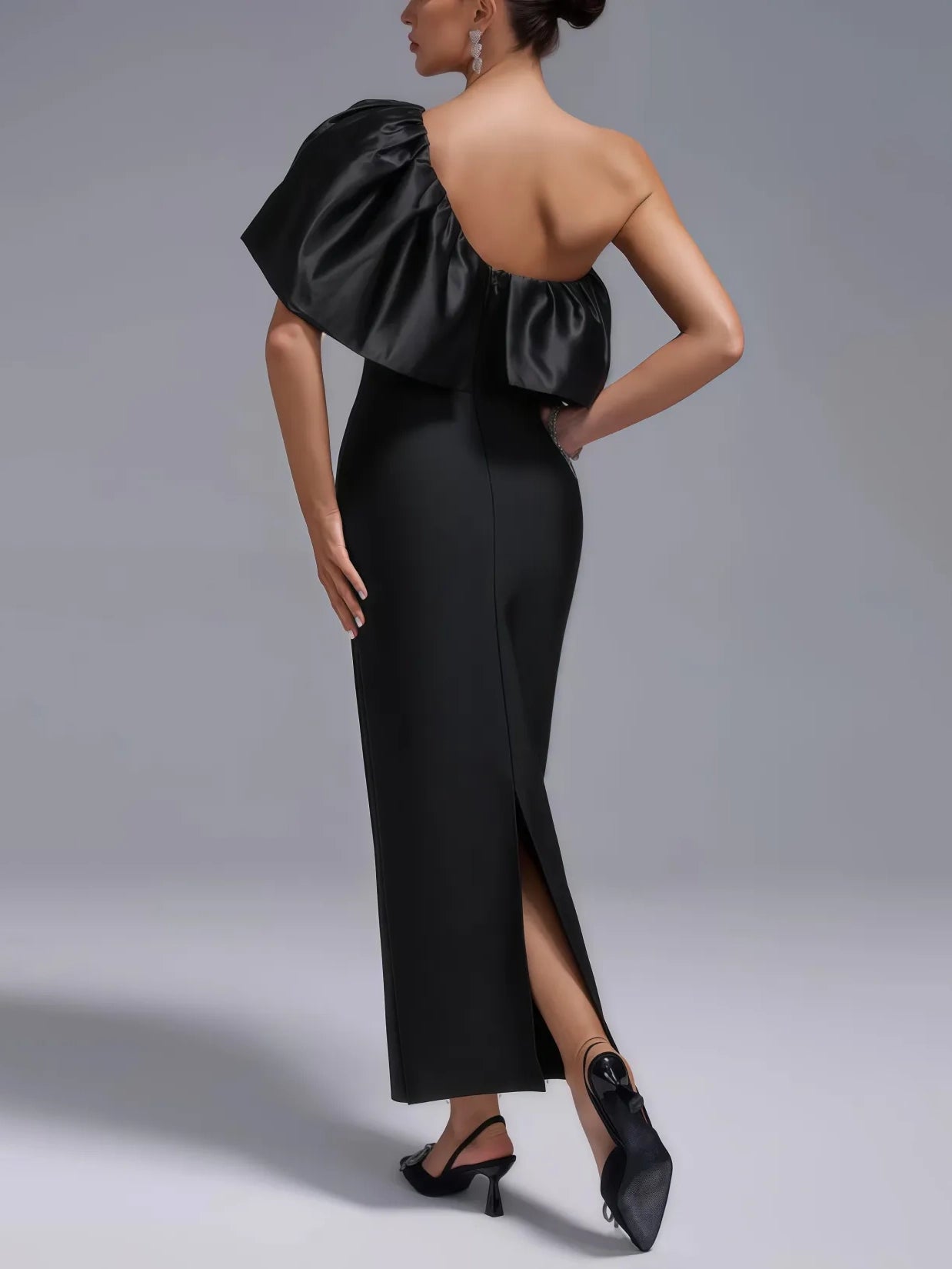 Regal Off-Shoulder Satin Gown