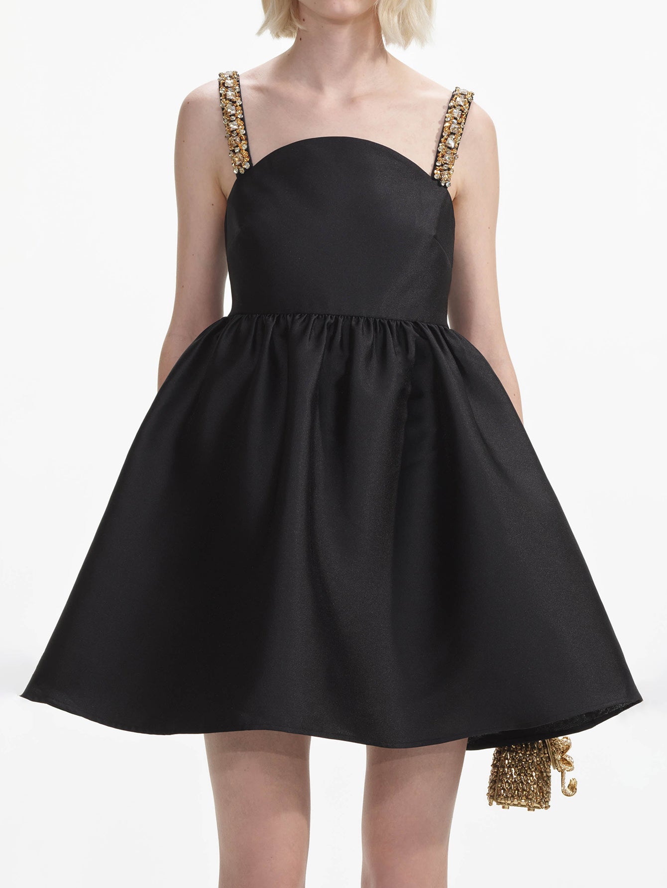 Black Mini Dress with Embellished Straps