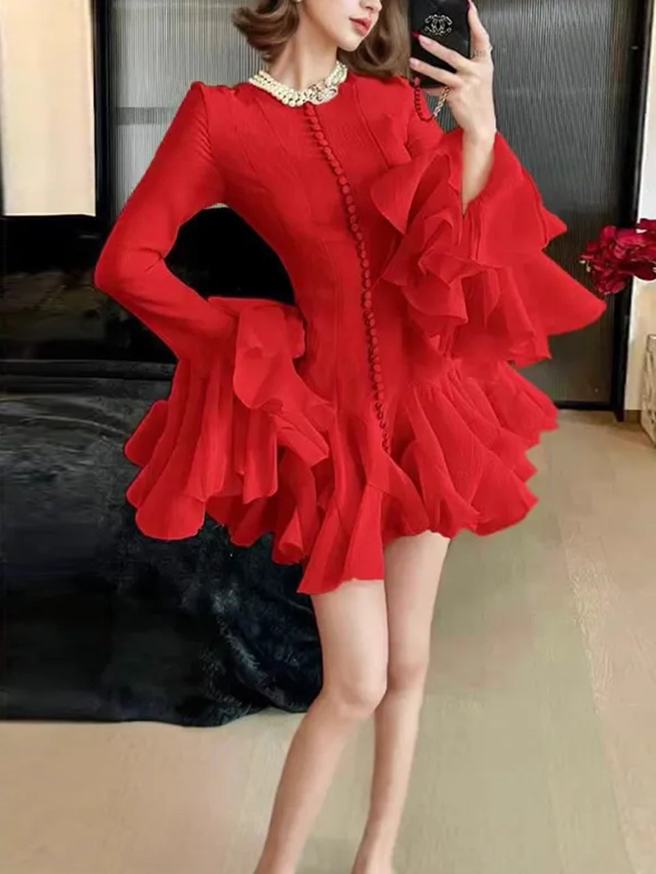 Elegant Ruffle Dress for High-End Events