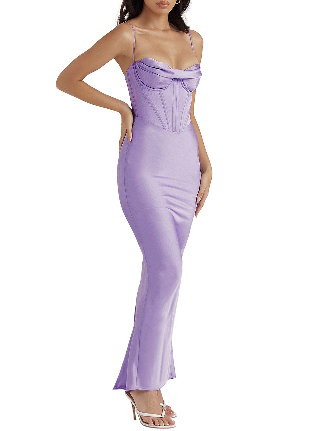 Elegant Satin Corset Maxi Dress