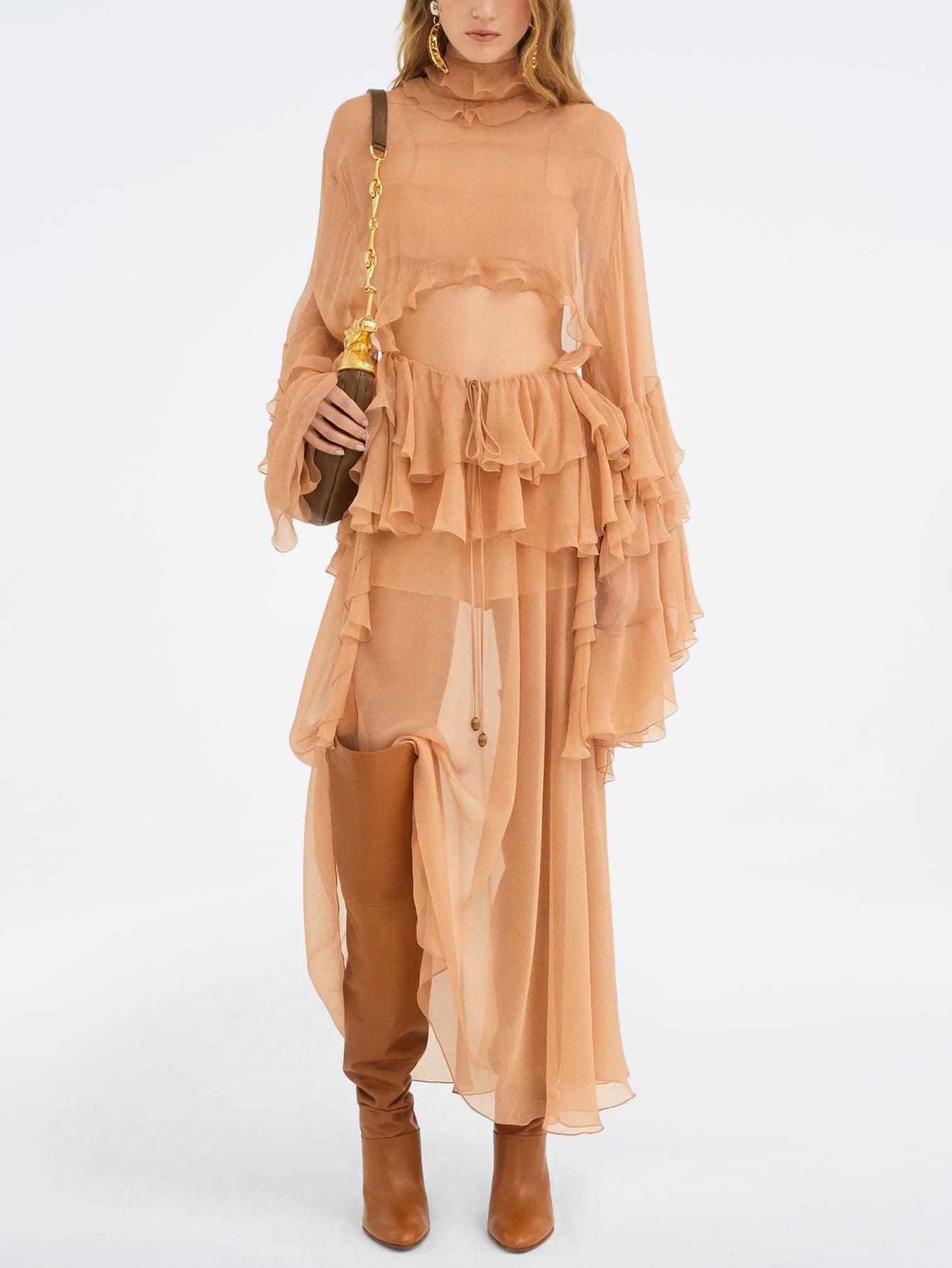 Two-Piece Sheer Ruffle Ensemble