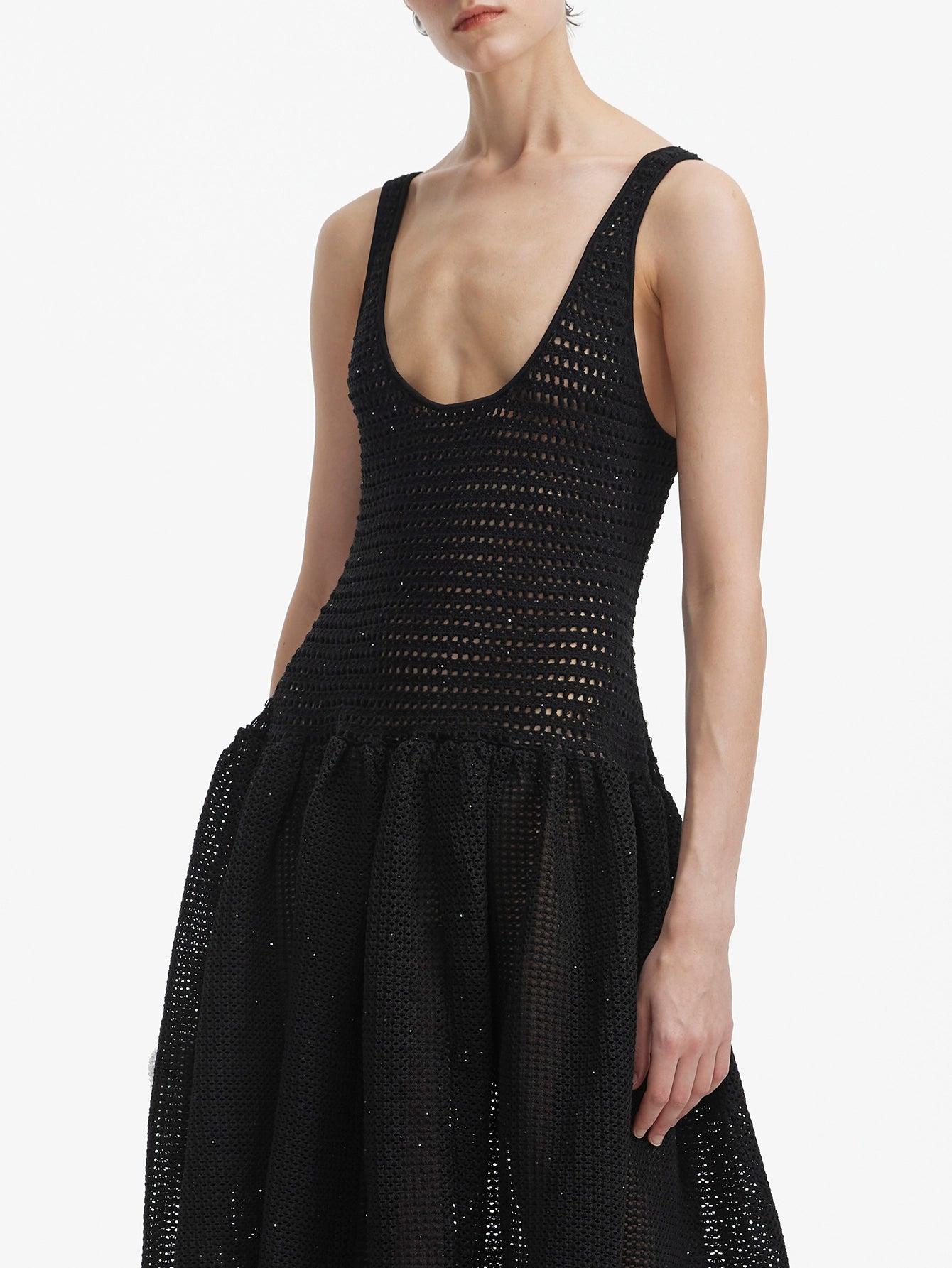 Mesh Dress with Flared Skirt for Special Occasions