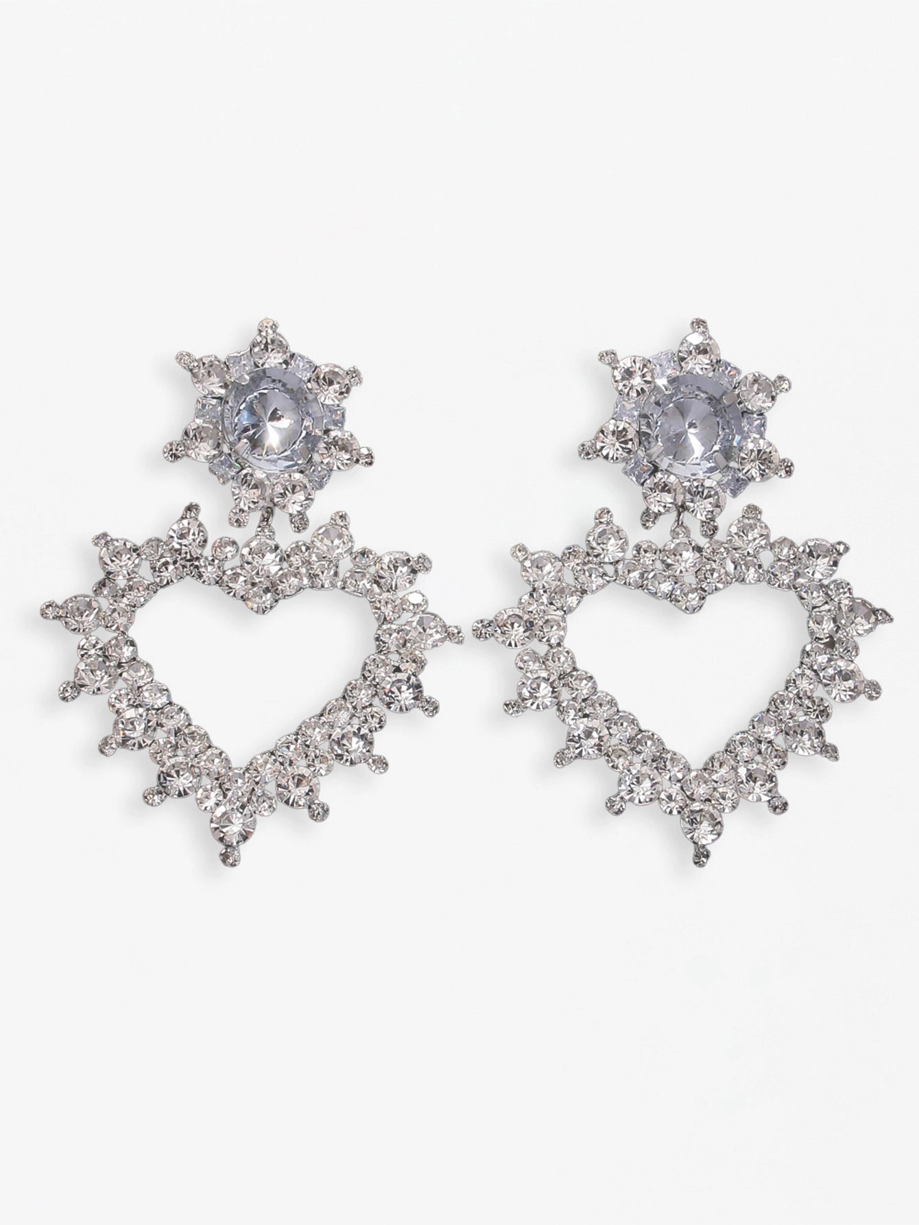 Heart Shaped Rhinestone Earrings