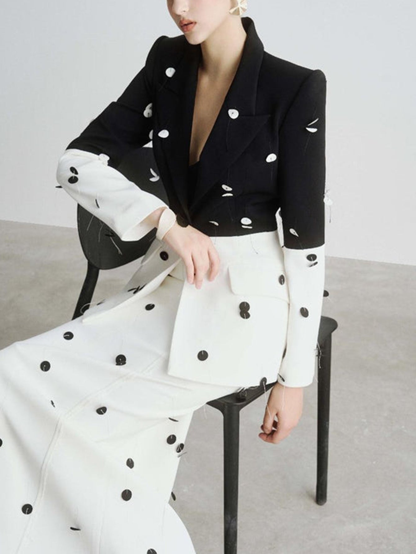 Polka Dot Blazer Skirt Suit