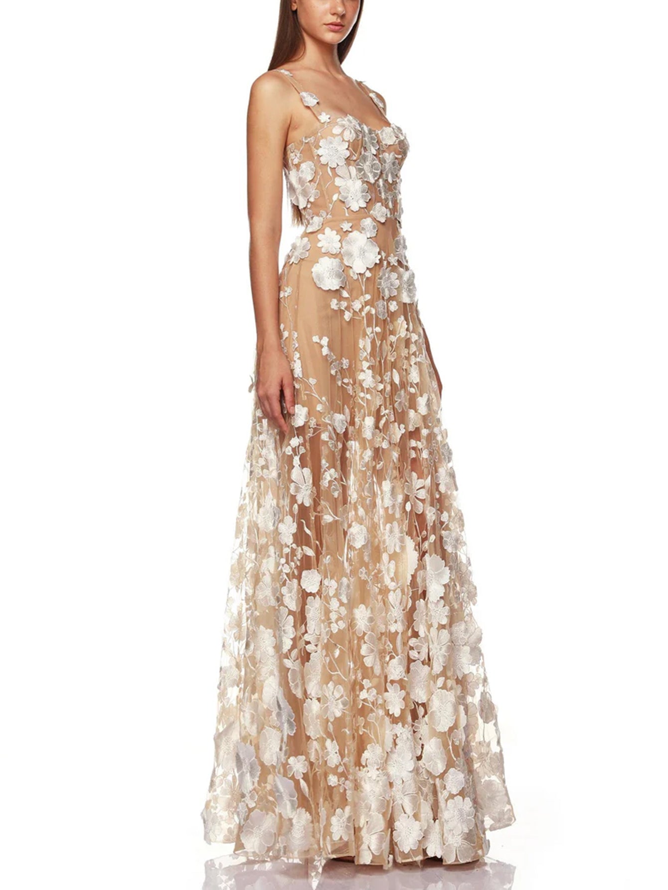 Floral Embroidered Tulle Maxi Dress - Ethereal & Romantic