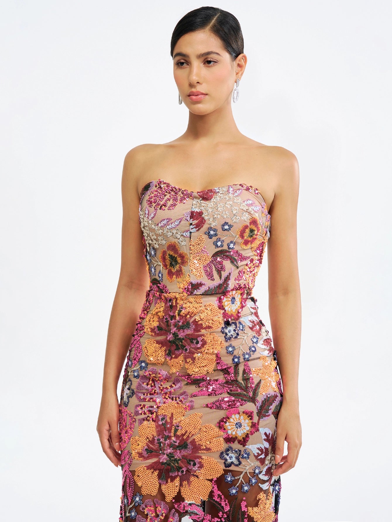 Sequin Embroidered Strapless Gown - Sparkling & Elegant