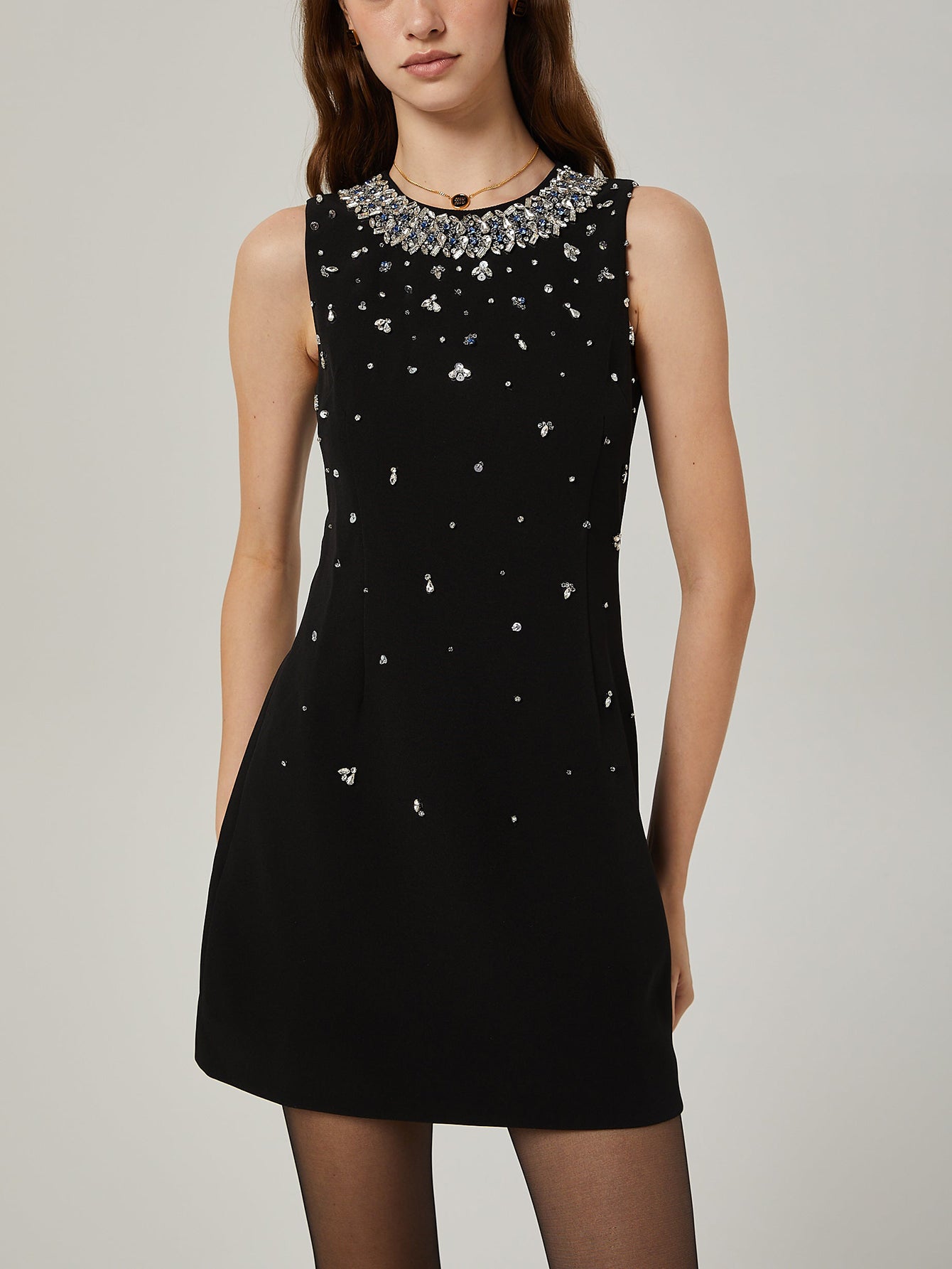 Beaded Cocktail Dress with Crystal Detailing