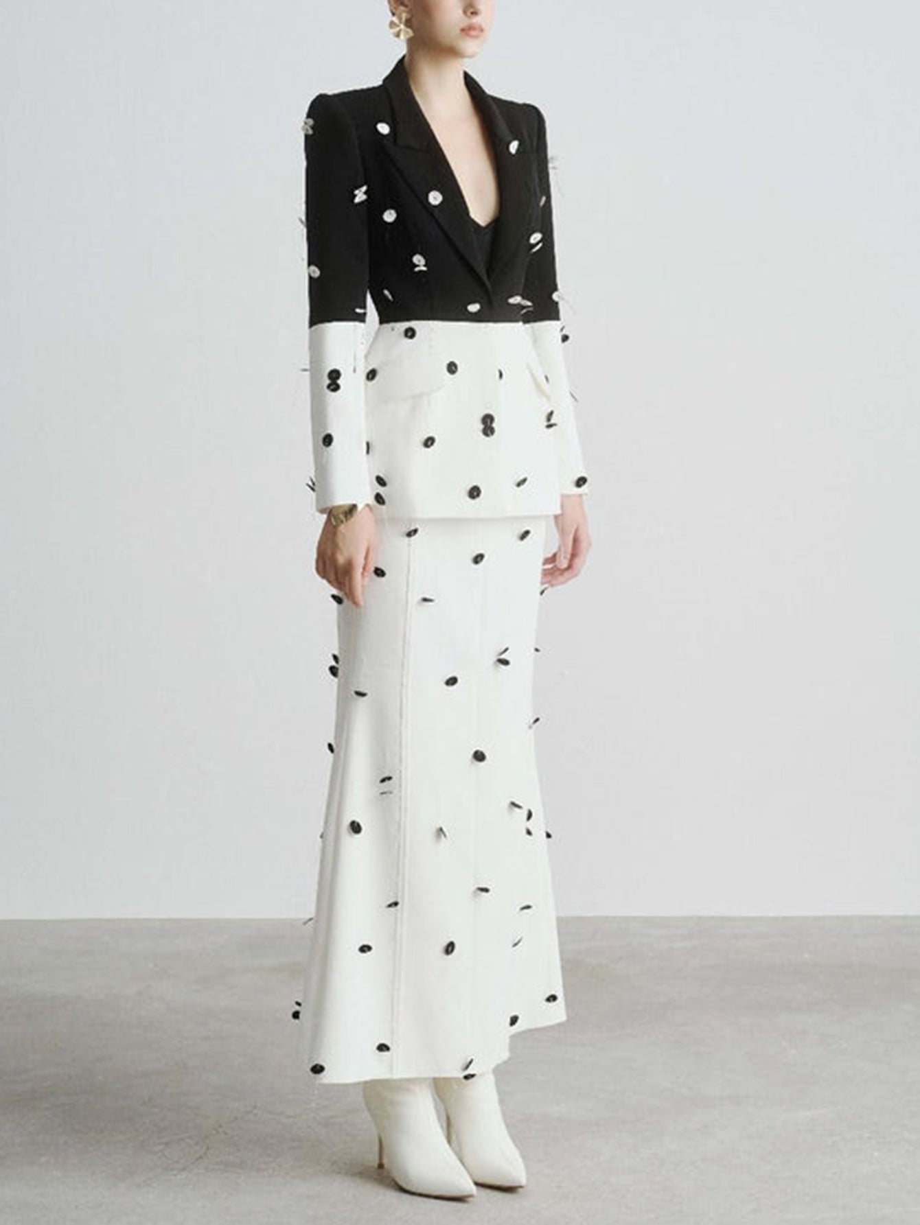 Polka Dot Blazer Skirt Suit