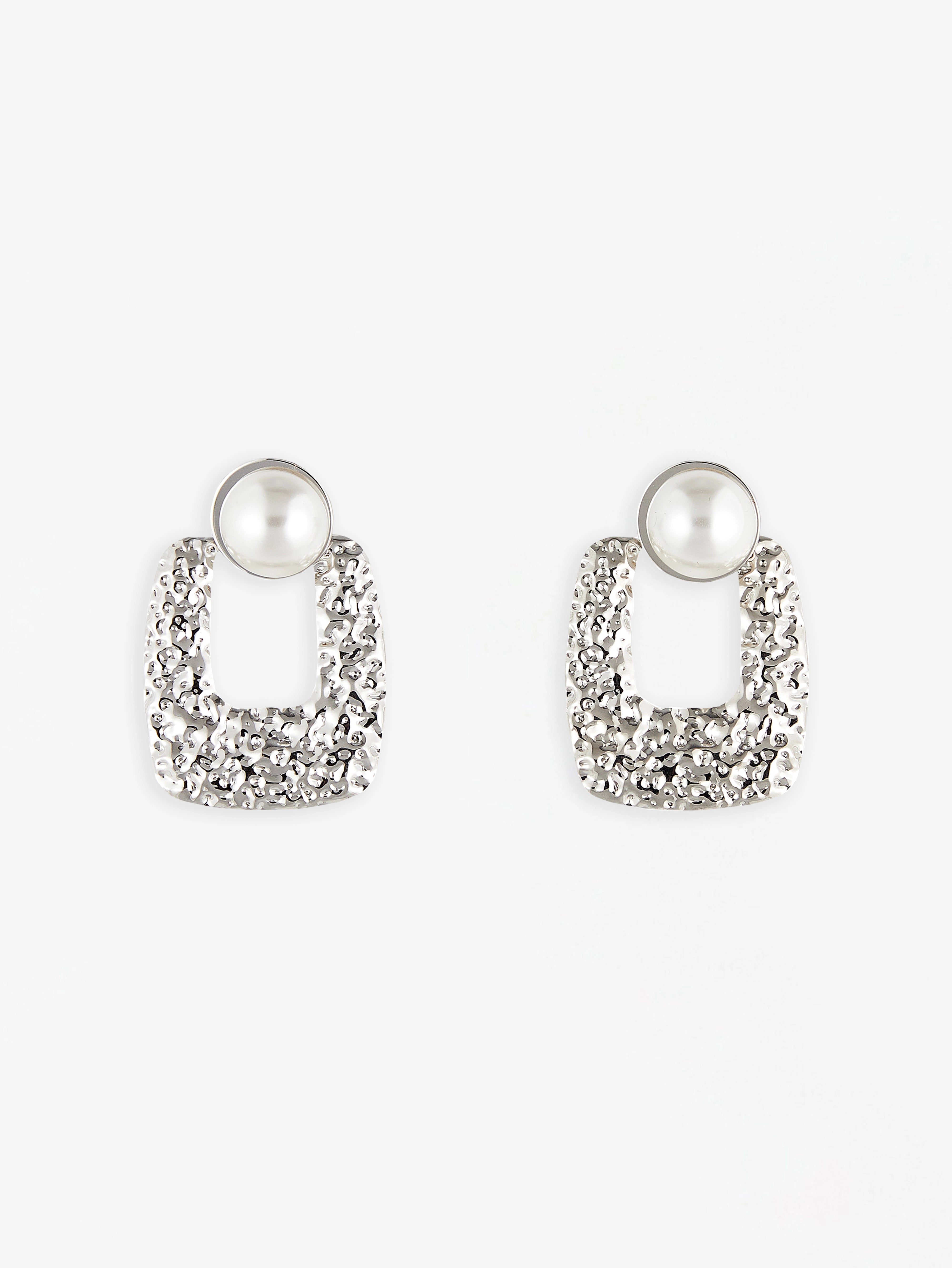 Elegant Pearl and Crystal U-Shape Earrings