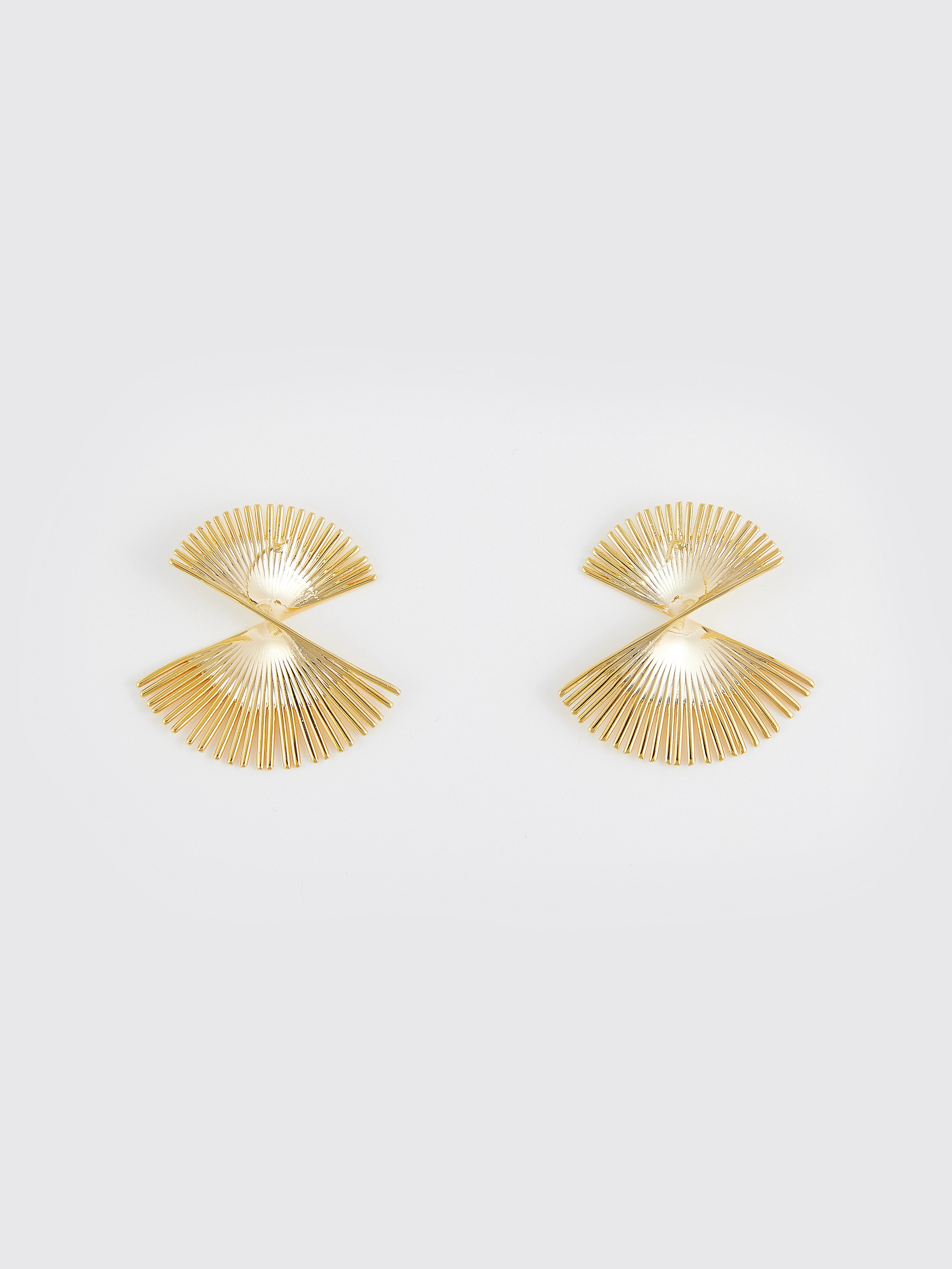 Chic Gold Tone Fan Earrings