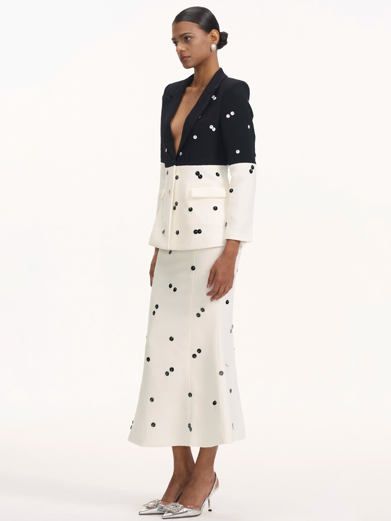 Polka Dot Blazer Skirt Suit