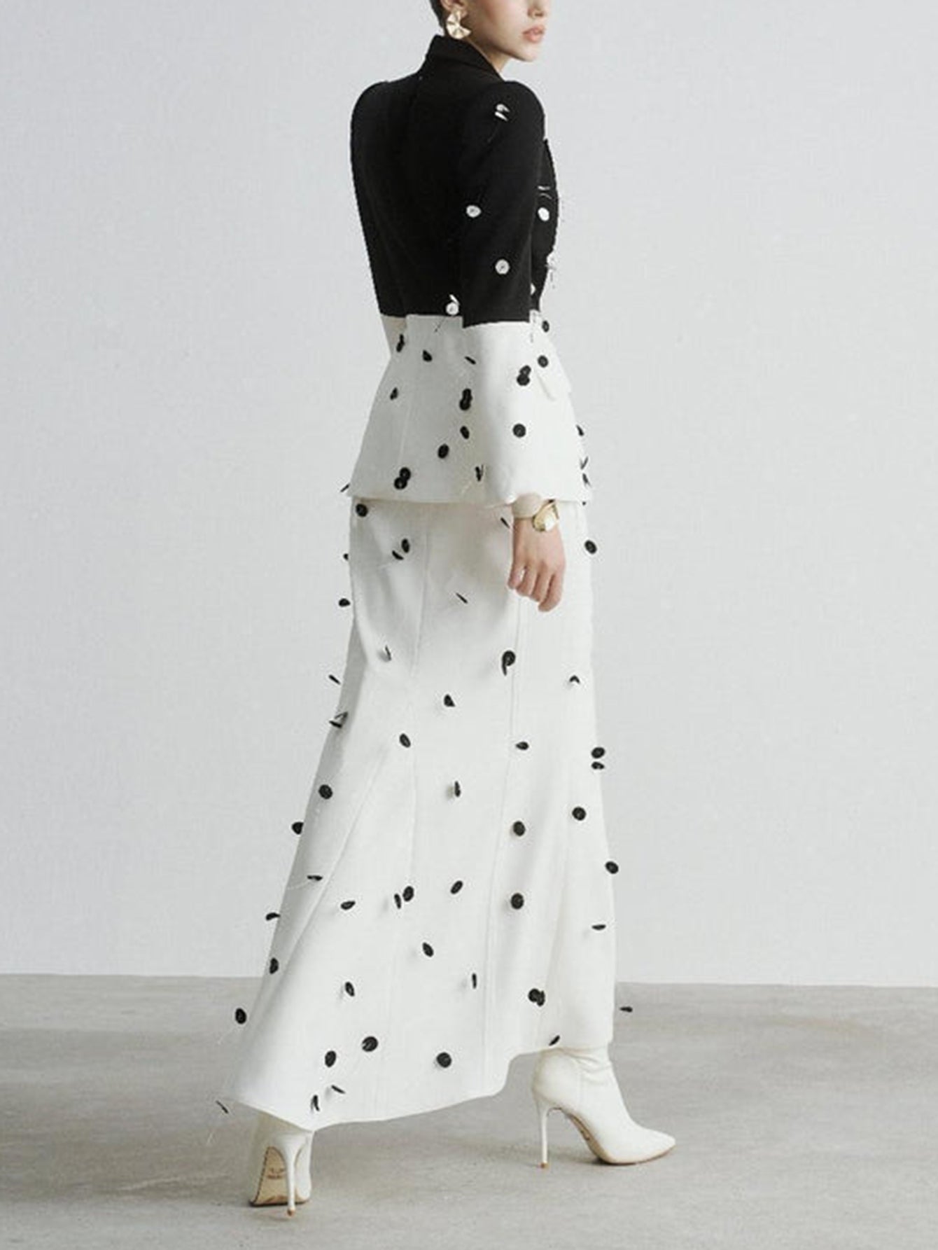 Polka Dot Blazer Skirt Suit