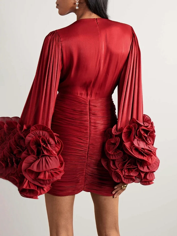 Luxurious Petal Sleeve Mini Dress