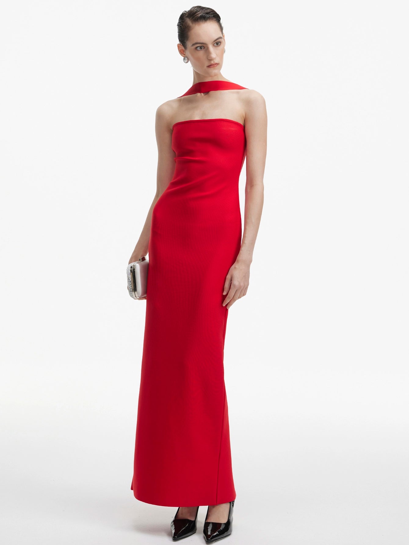 Strapless Side Split Evening Gown