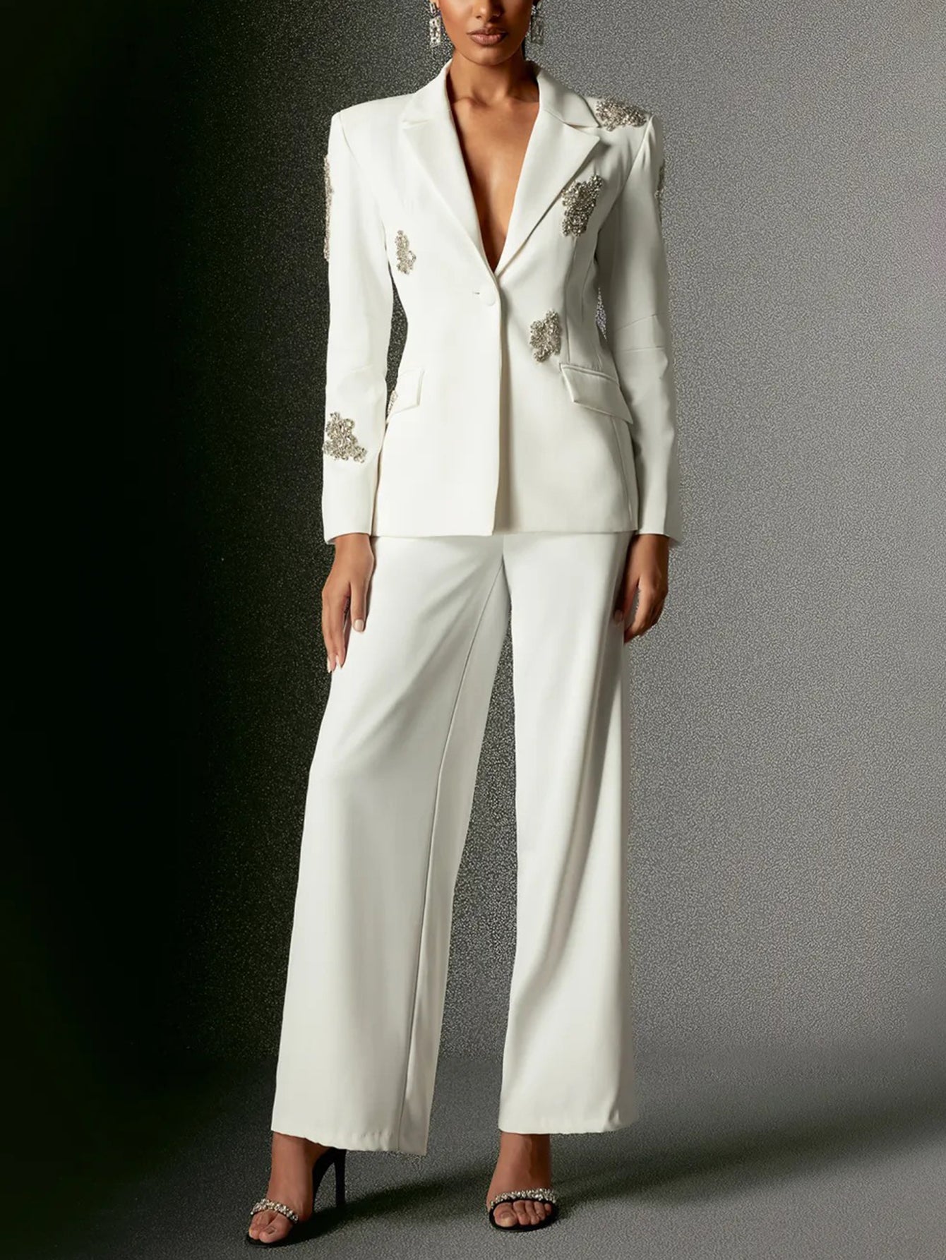 Sparkling Beaded White Suit for Special Occasions