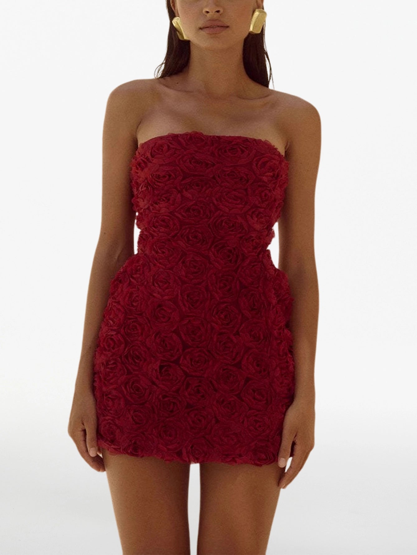 Luxurious Rose Tube Mini Dress