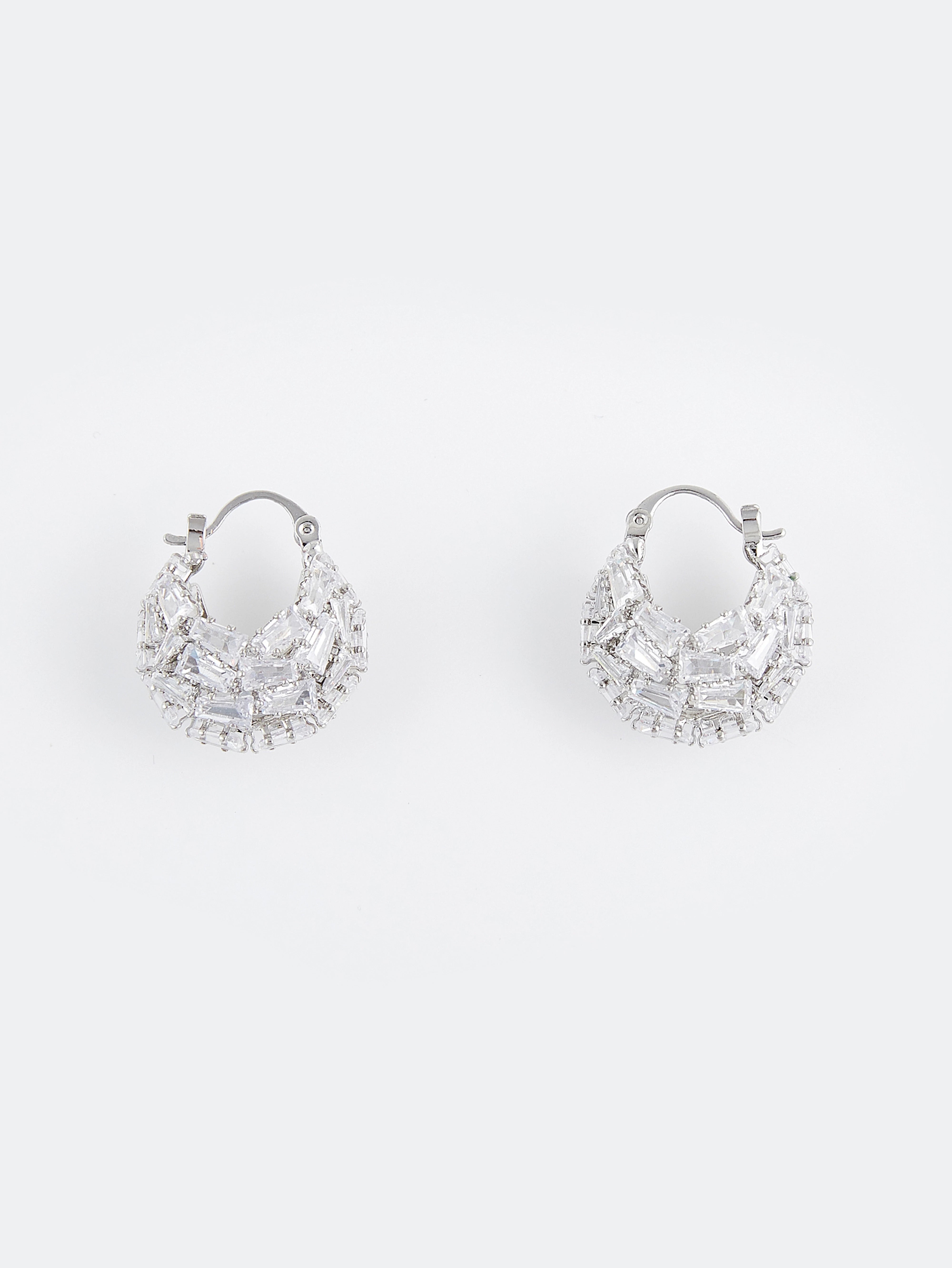 Radiant Crystal Pave Hoop Earrings