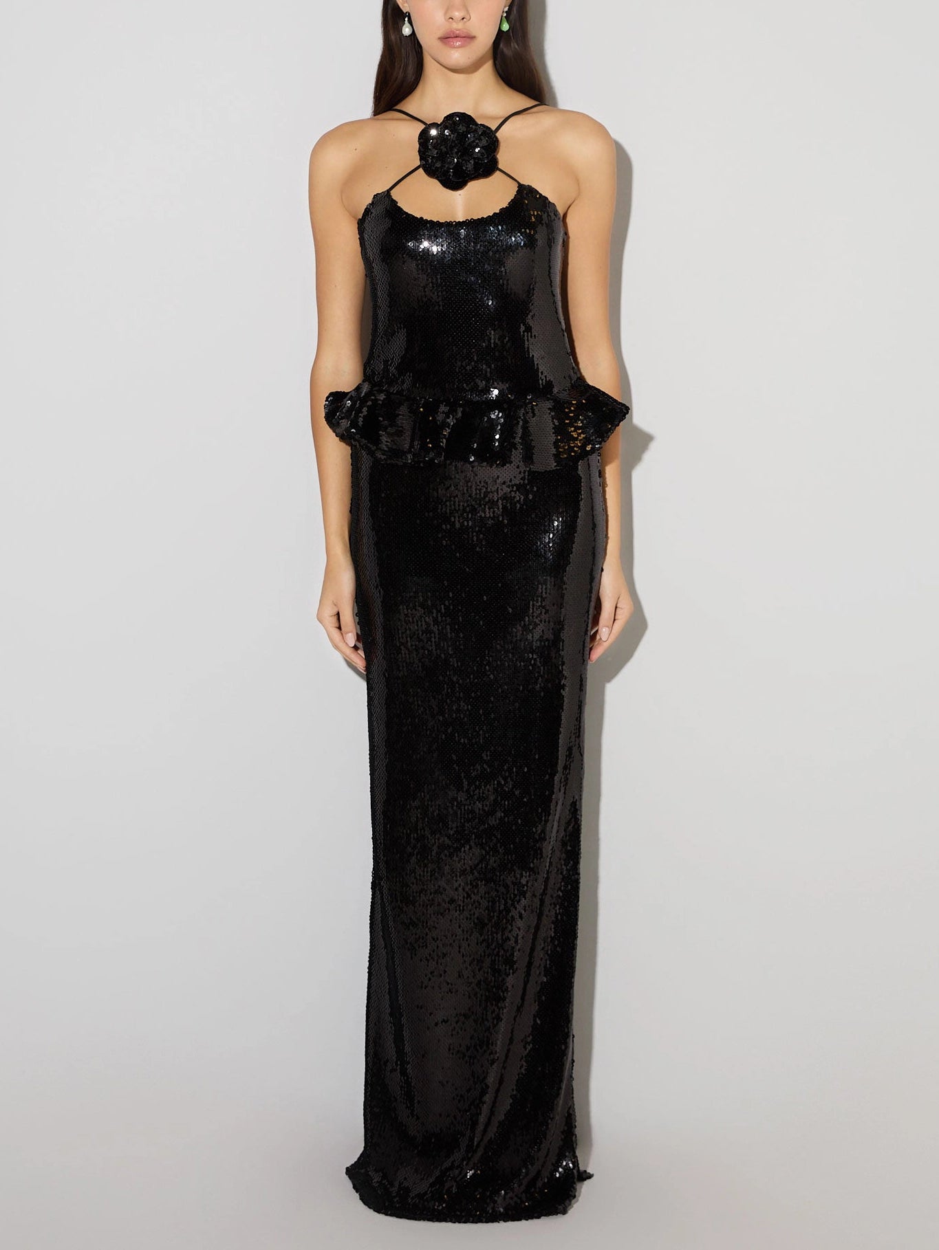 Stunning Slim Sequined Halterneck Gown