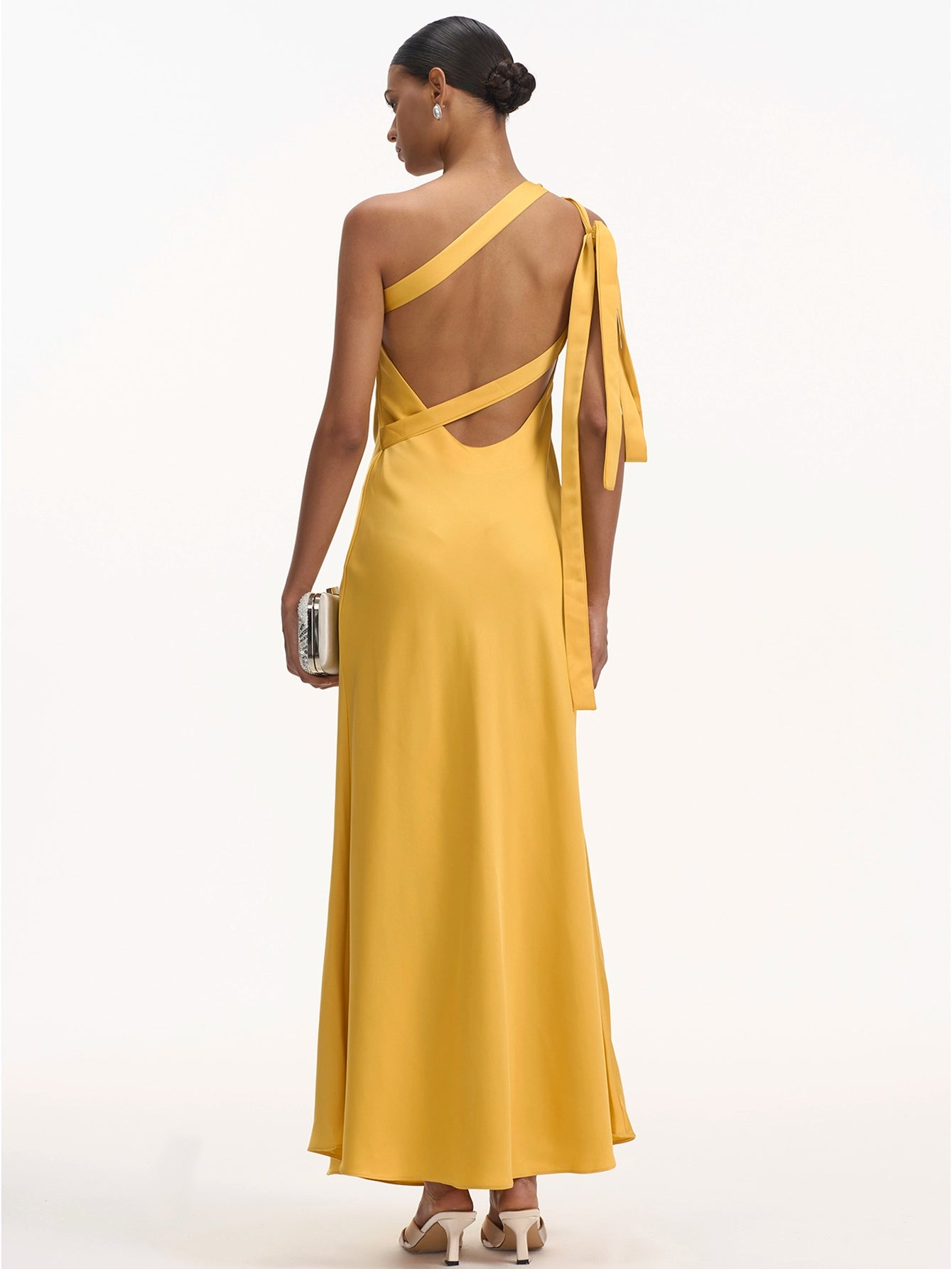 Satin Backless Tie Elegant Long Dress