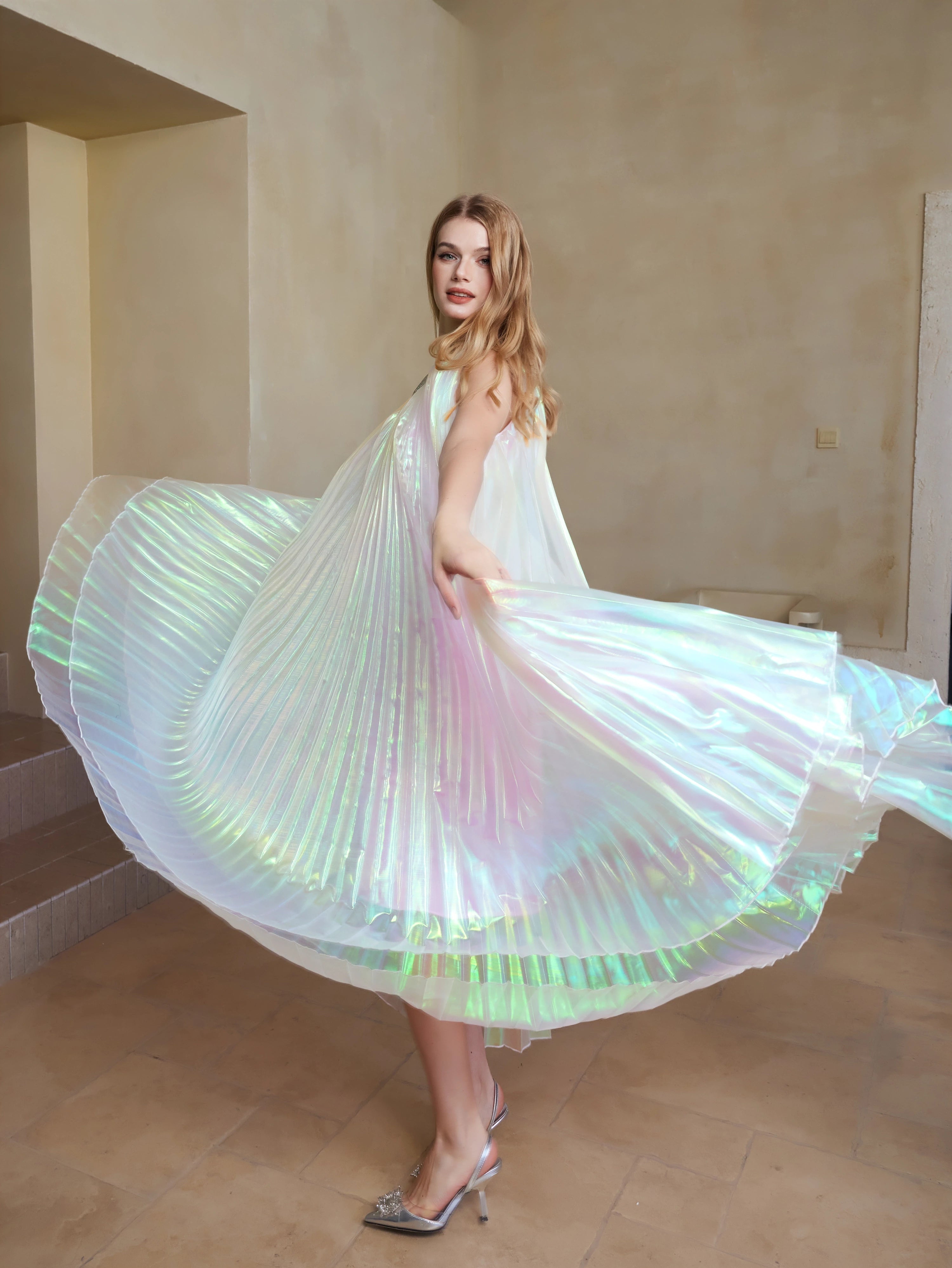 Ethereal Shining Pleated Gown