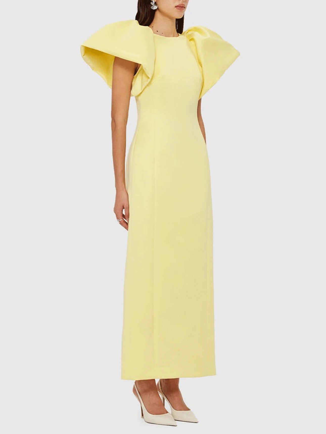 Elegant Ruffled Cap Sleeves Fitted Midi Dress