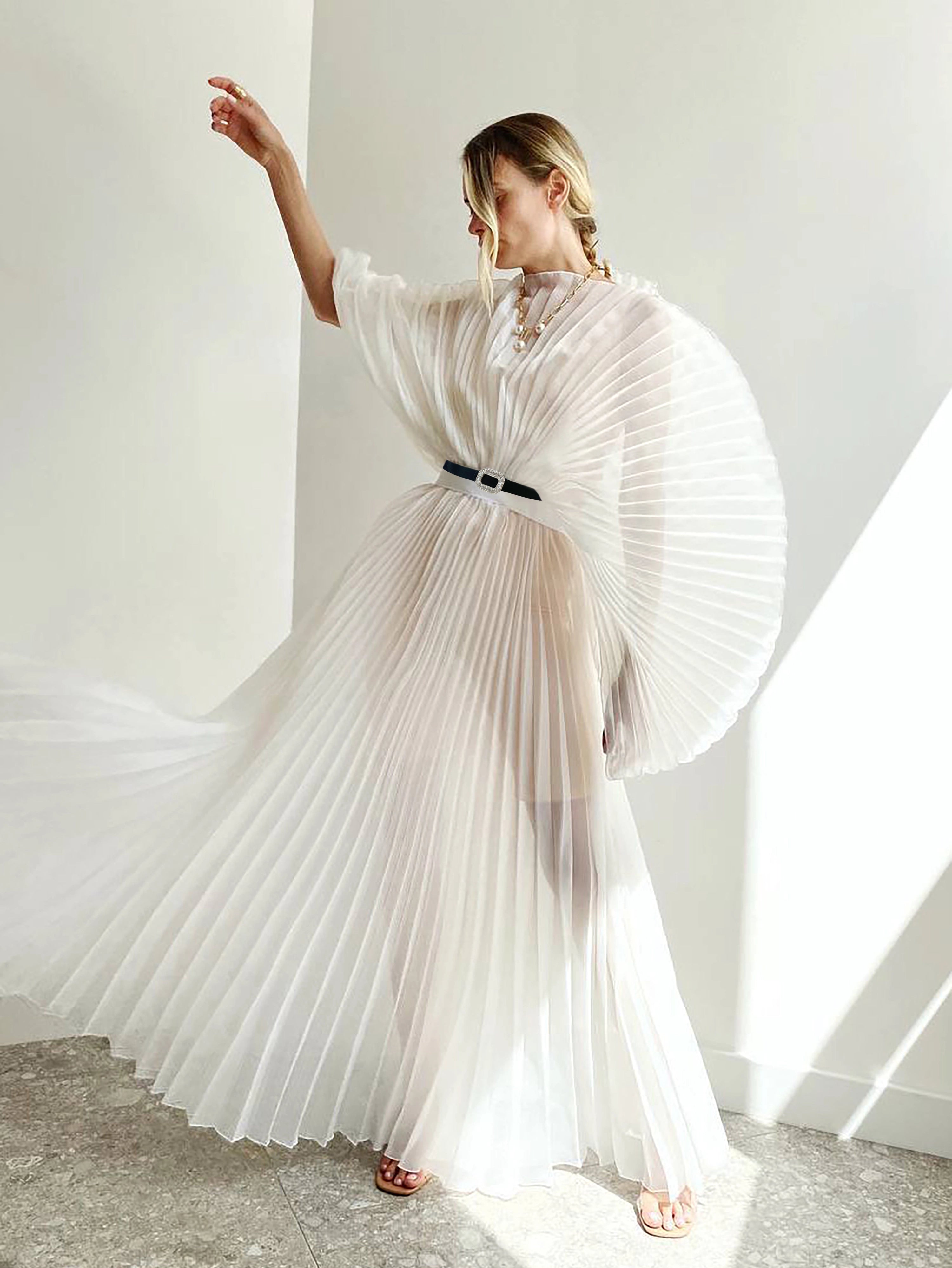 Exquisite Pleated Ruffle Gown