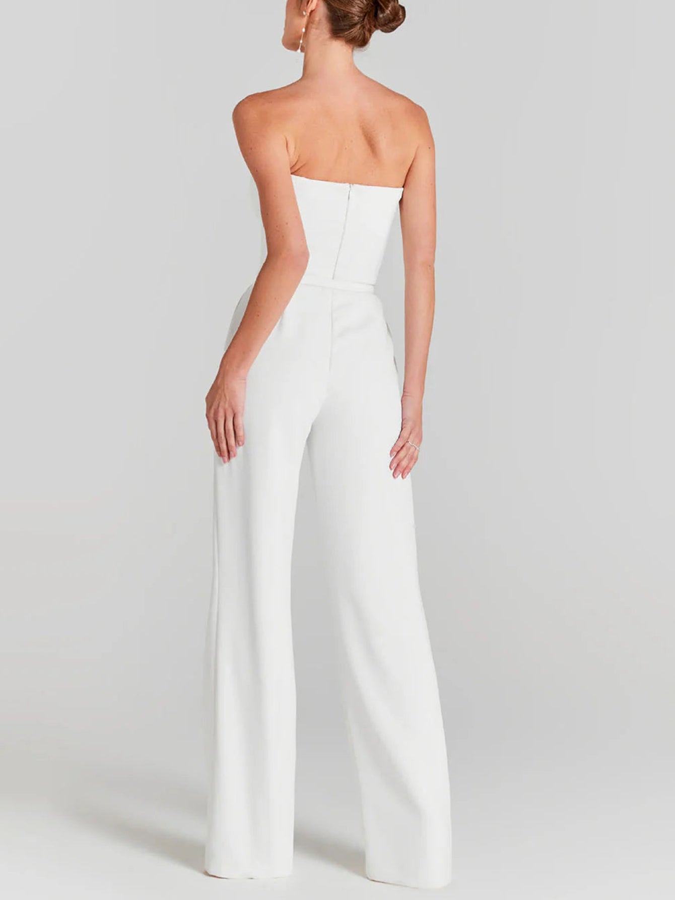 Pearl Beaded White Jumpsuit - Elegant Formal Wear for Women