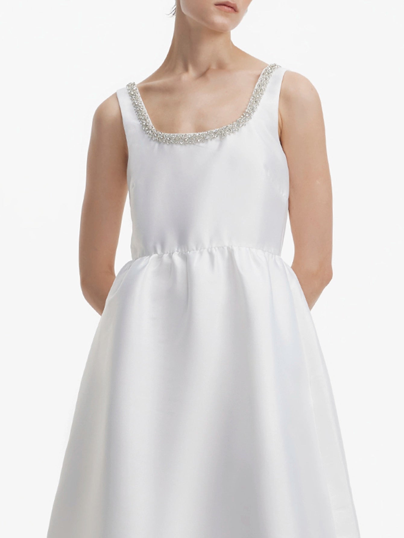 Beaded Scoop Neck Tea-Length Dress