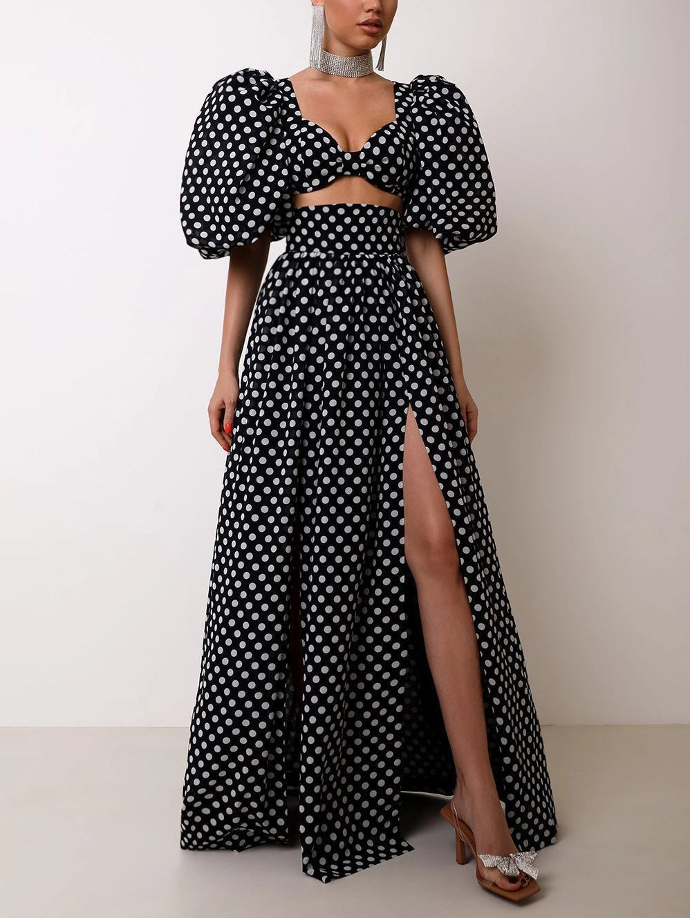 Elegant Polka Dot Two-Piece Set