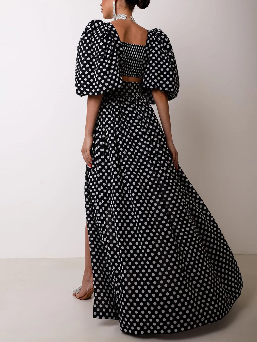 Elegant Polka Dot Two-Piece Set