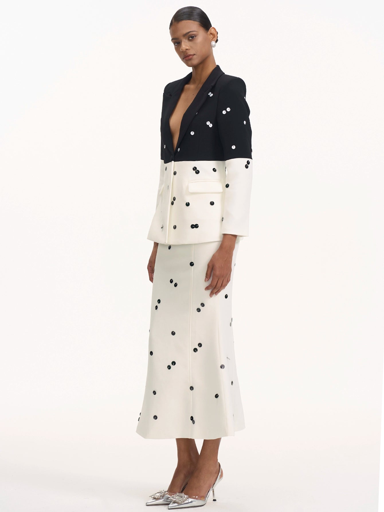 Polka Dot Blazer Skirt Suit