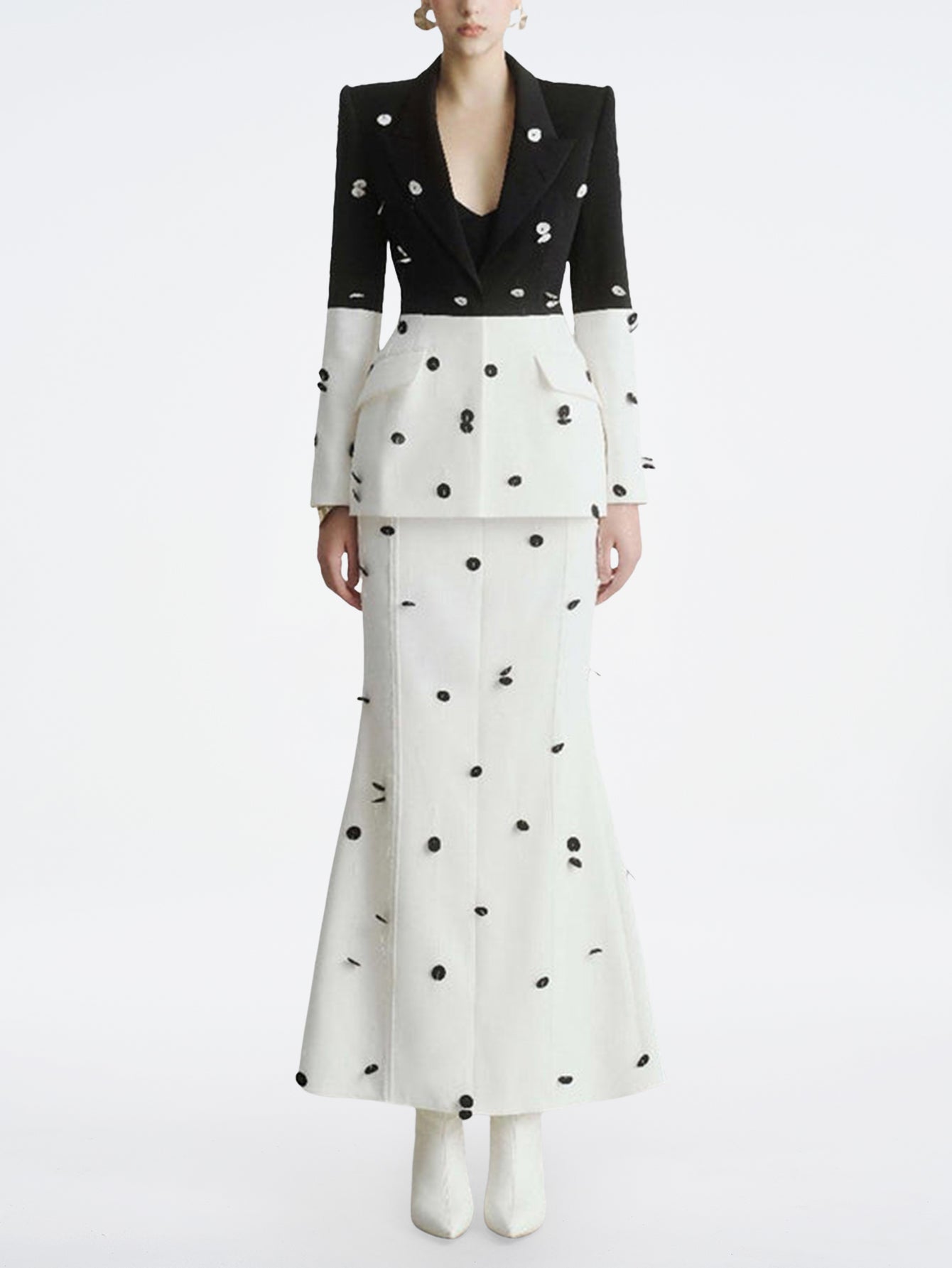 Polka Dot Blazer Skirt Suit