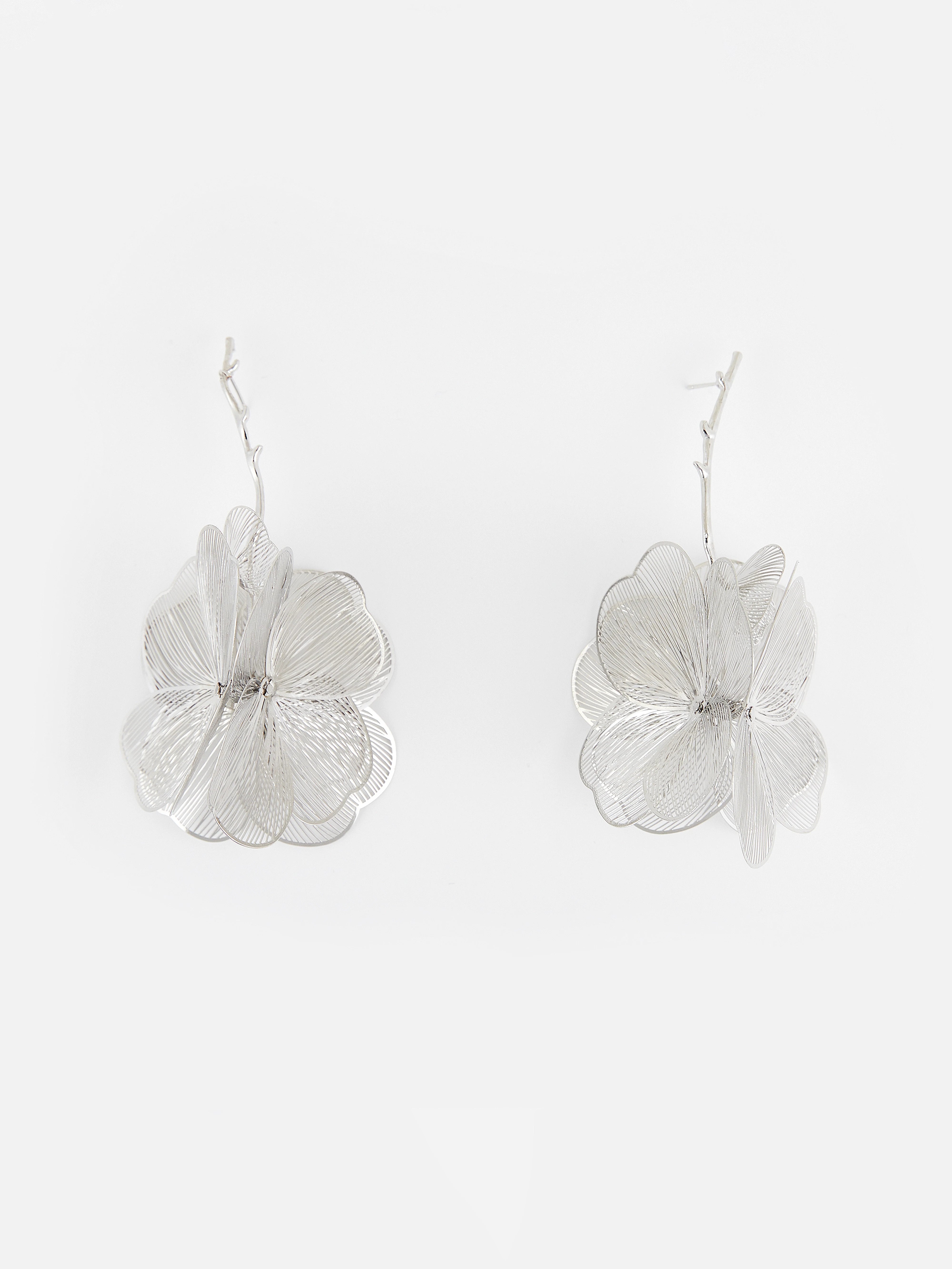 Exquisite Silver Floral Earrings