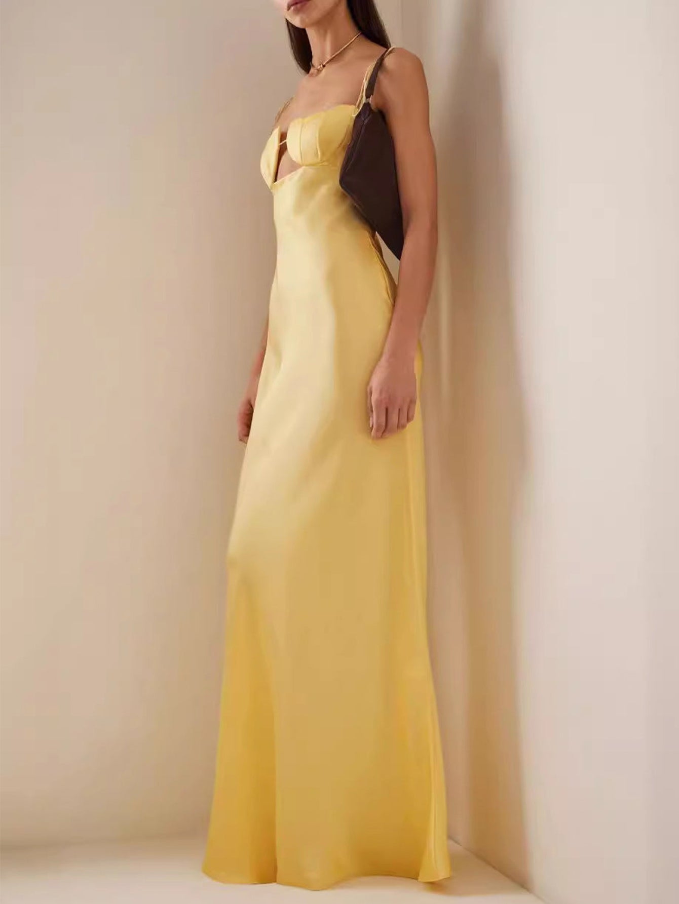 Satin Maxi Dress with Cutout Detailing