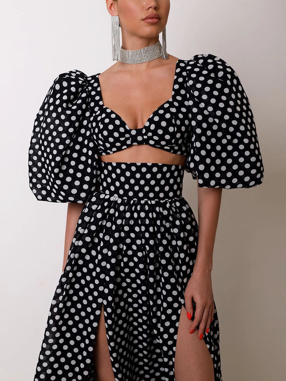 Elegant Polka Dot Two-Piece Set