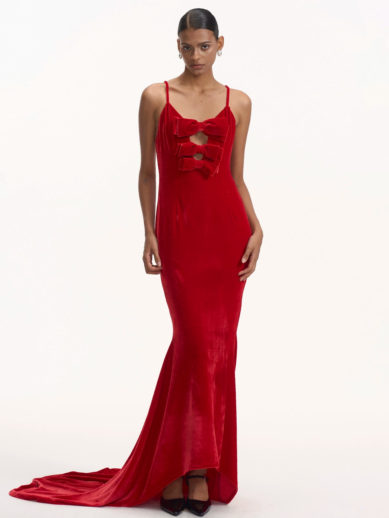 Velvet Bow-Accented Gown